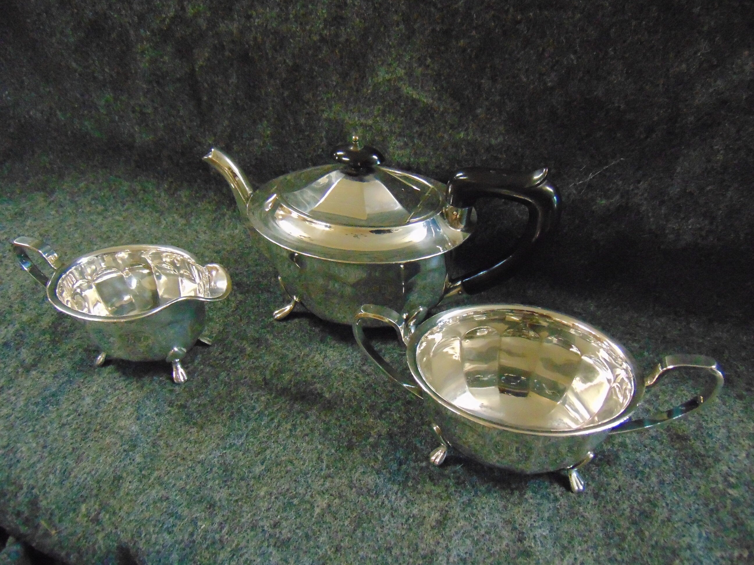 Silver Plate Regency Style Teapot, Milk Jug and Sugar Bowl