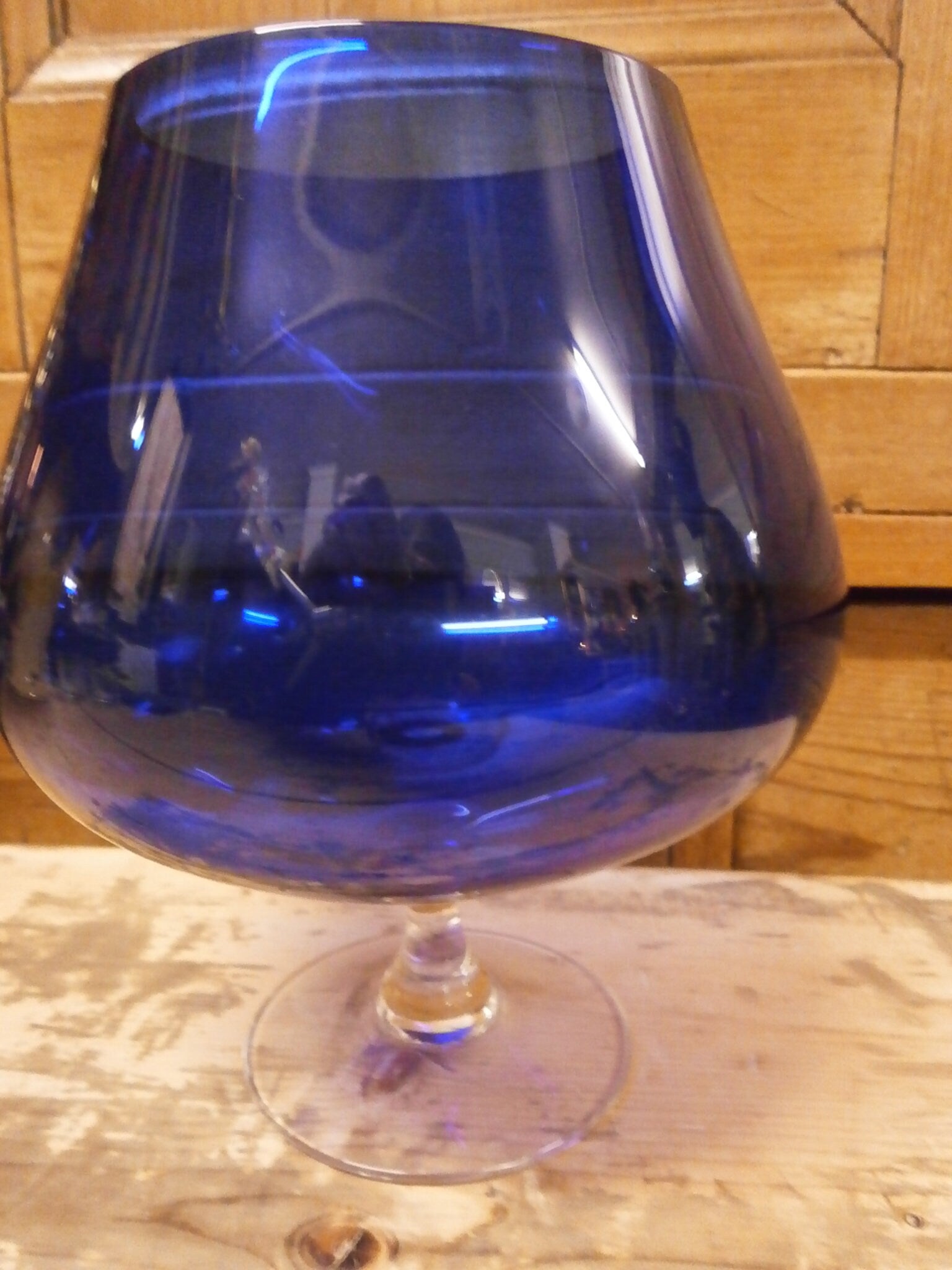 Retro Blue Glass Brandy Glass Vase