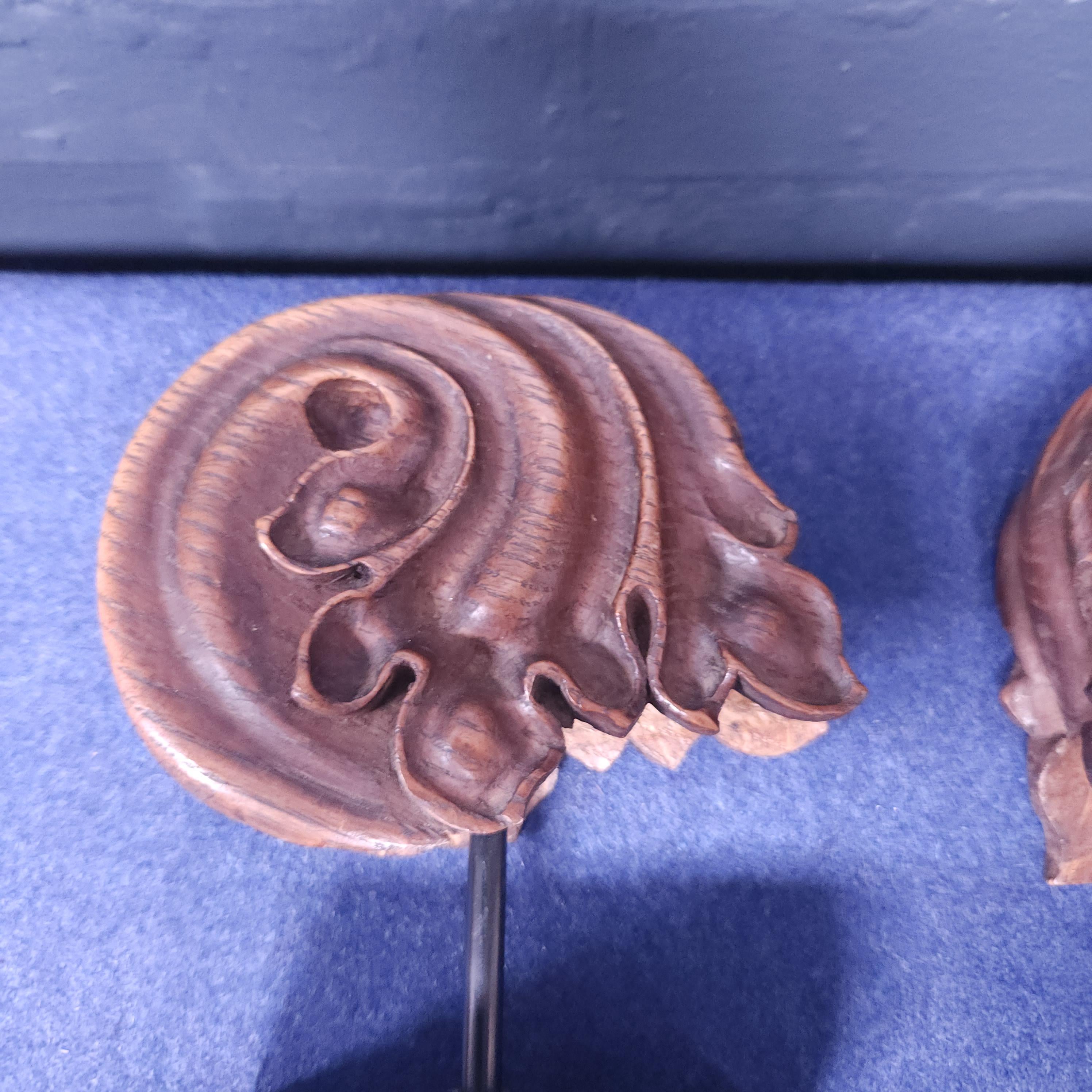 Pair of Mounted Antique Mahogany Architectural Pieces