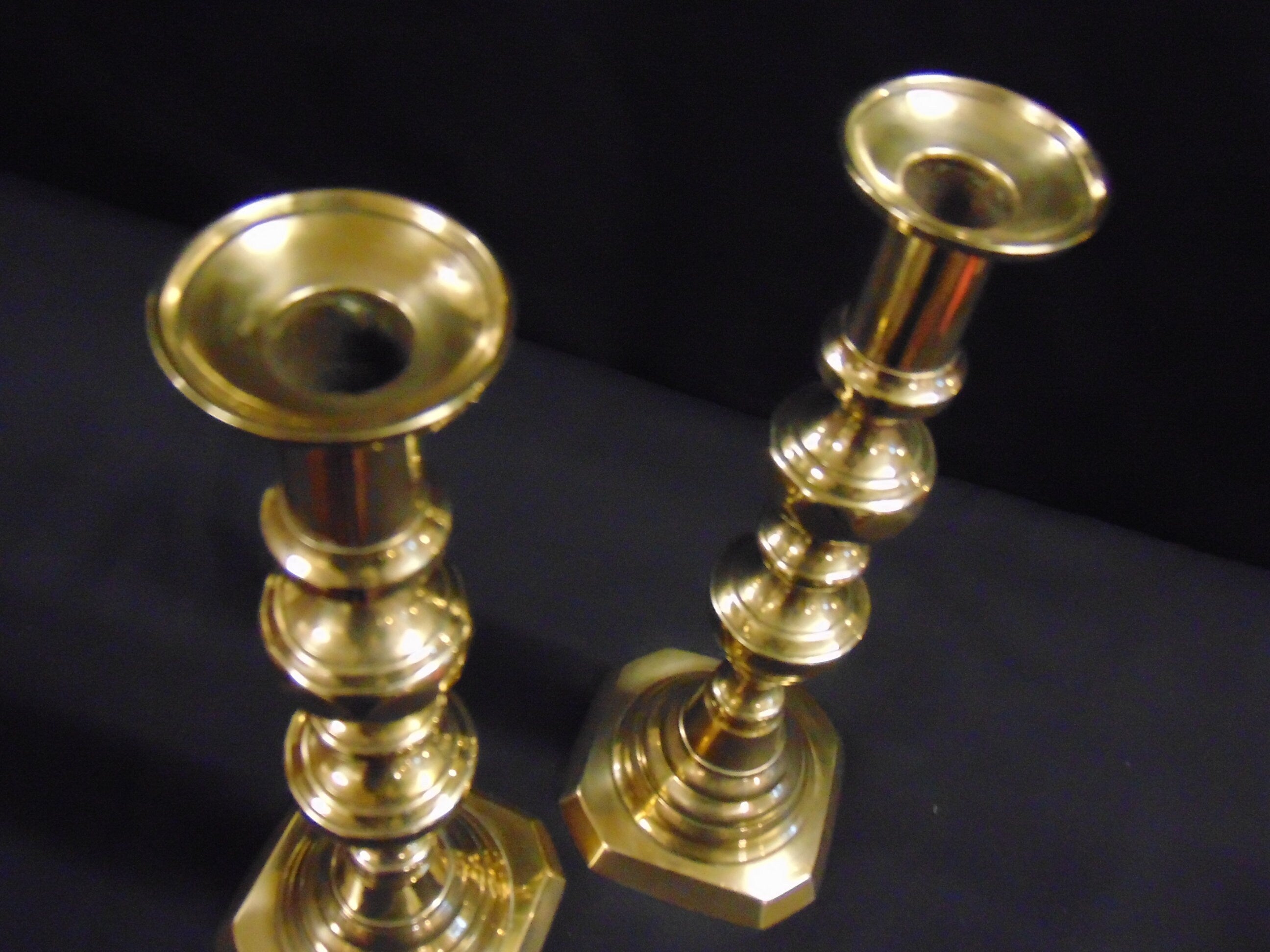 Pair Brass Georgian Candlesticks