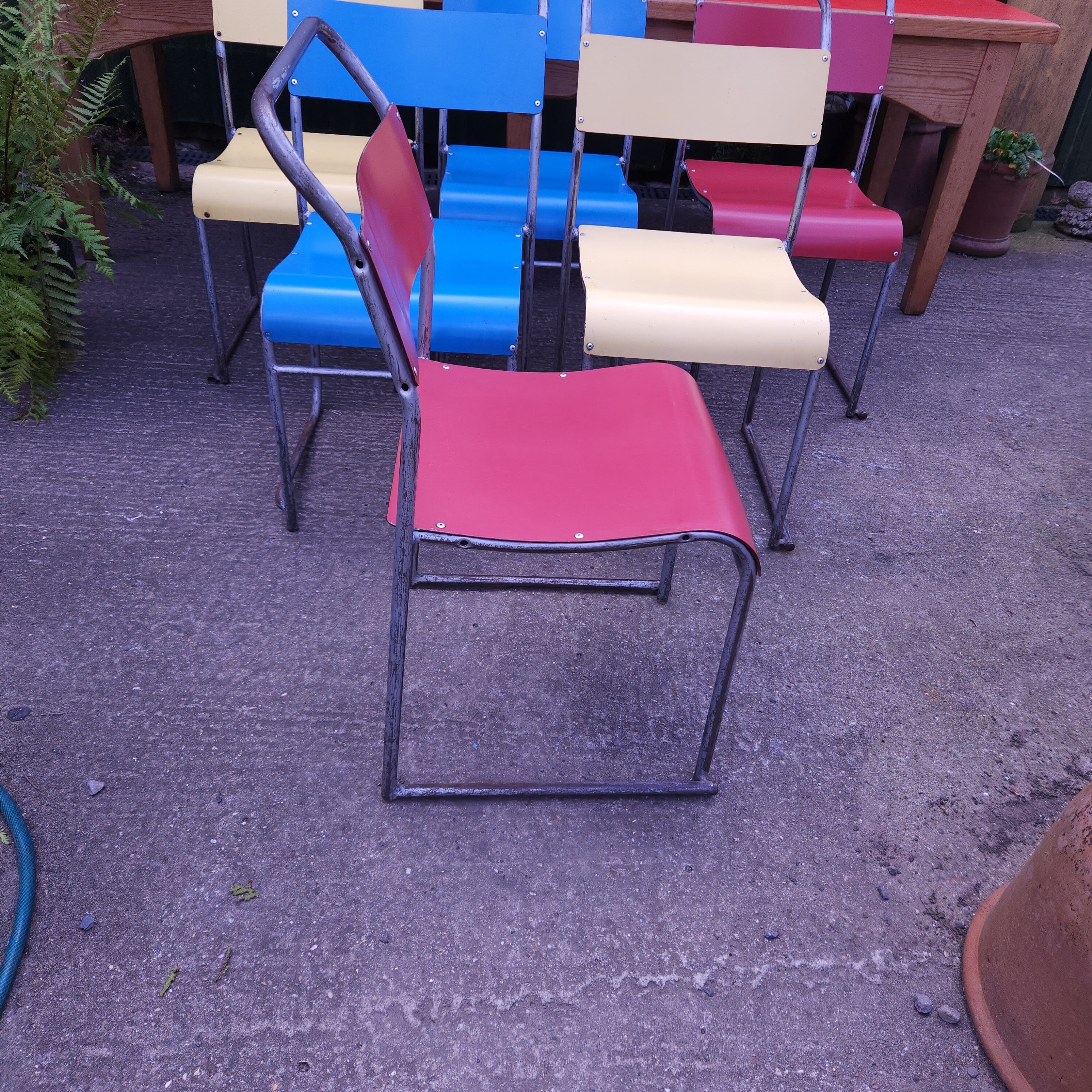 Set of 6 Mid-Century Stacking Chairs