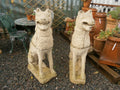 Pair Large Imposing Cast Stone 16thC Style Dogs