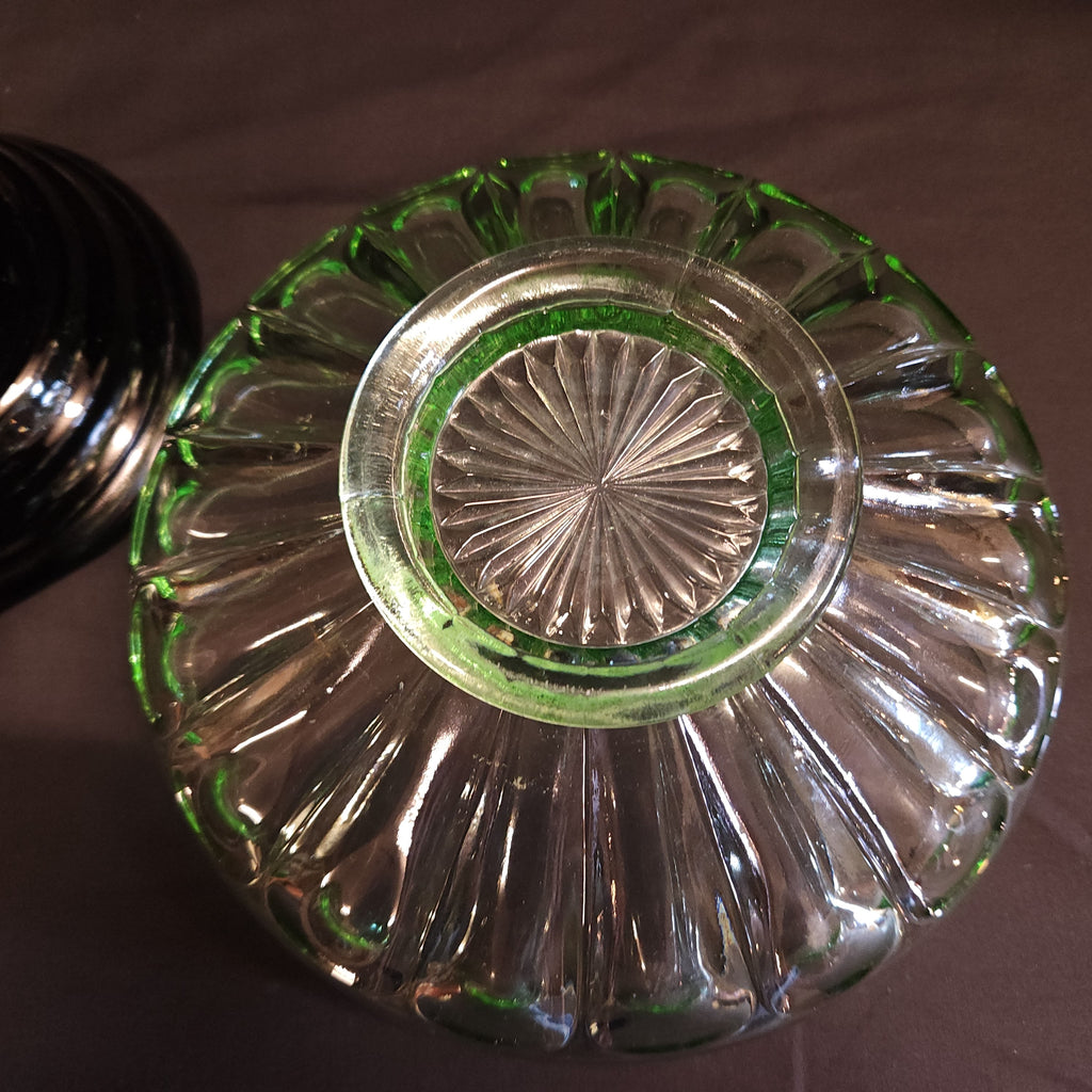 Art Deco Bagleys Uranium Glass Posy Bowl on Stand