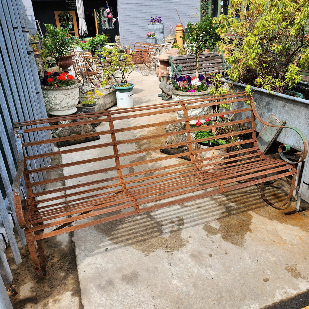 19thC Slatwork Metal Garden Bench
