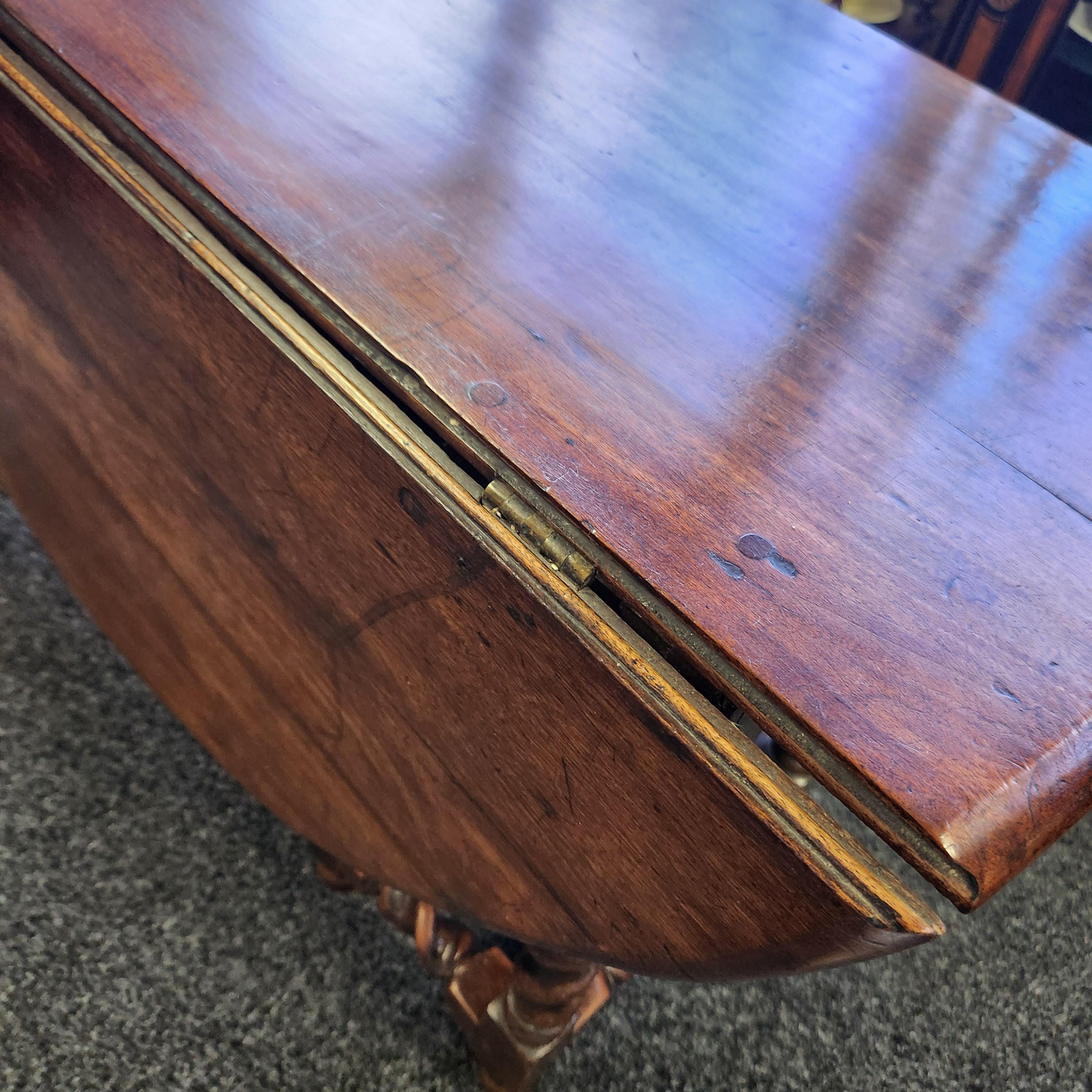 18th Century Elm Barley Twist Gate Leg Table