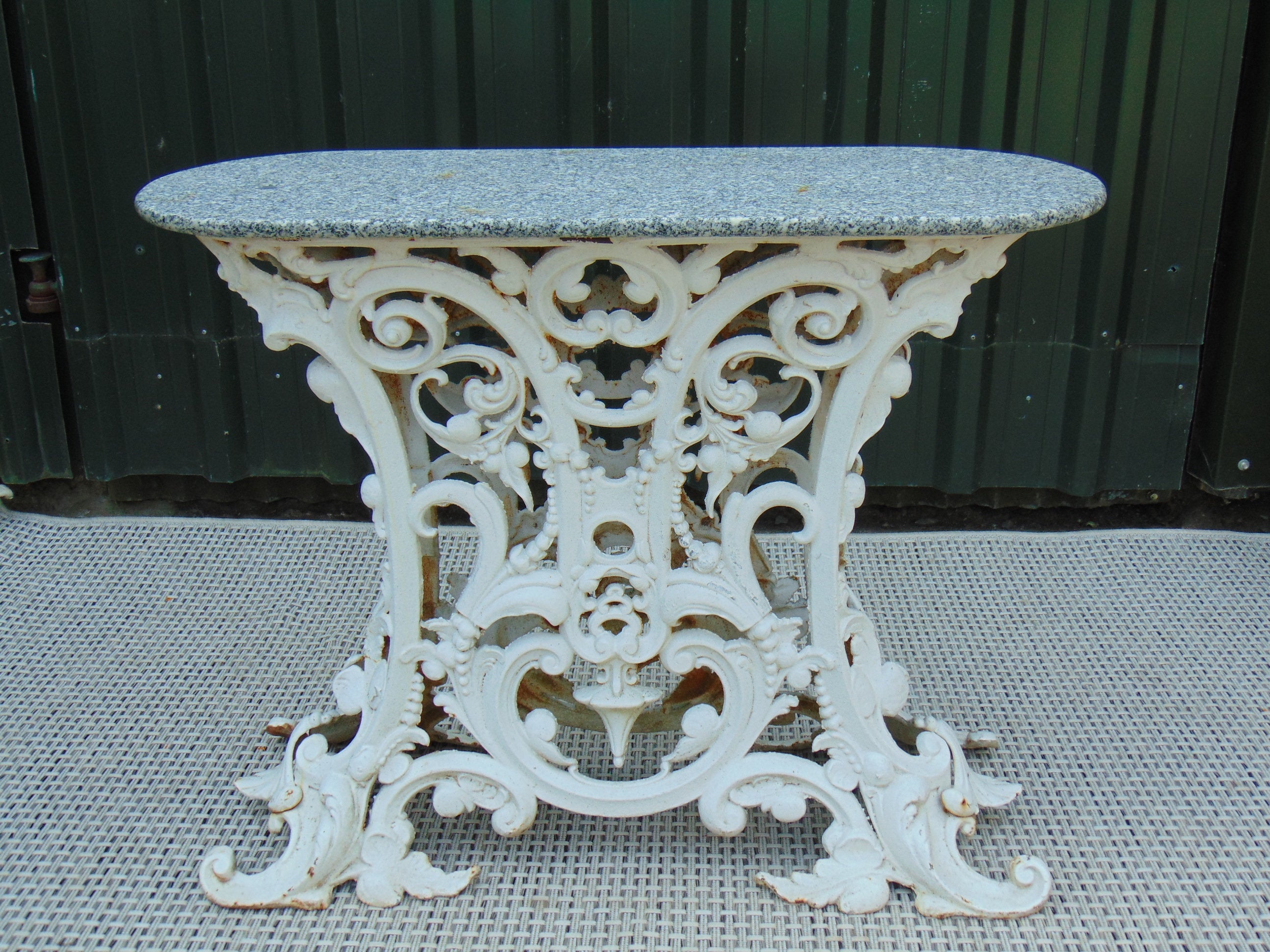 Victorian Cast Iron Marble Topped Table