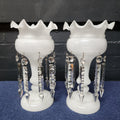 Pair Victorian Milk Glass Lustre's