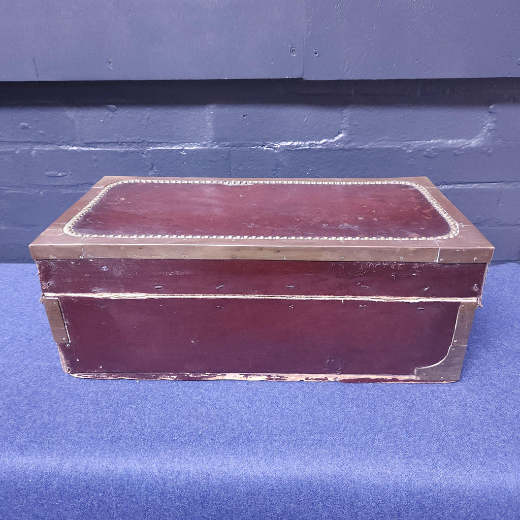 19th Century Style Leather and Brass Studded Chest