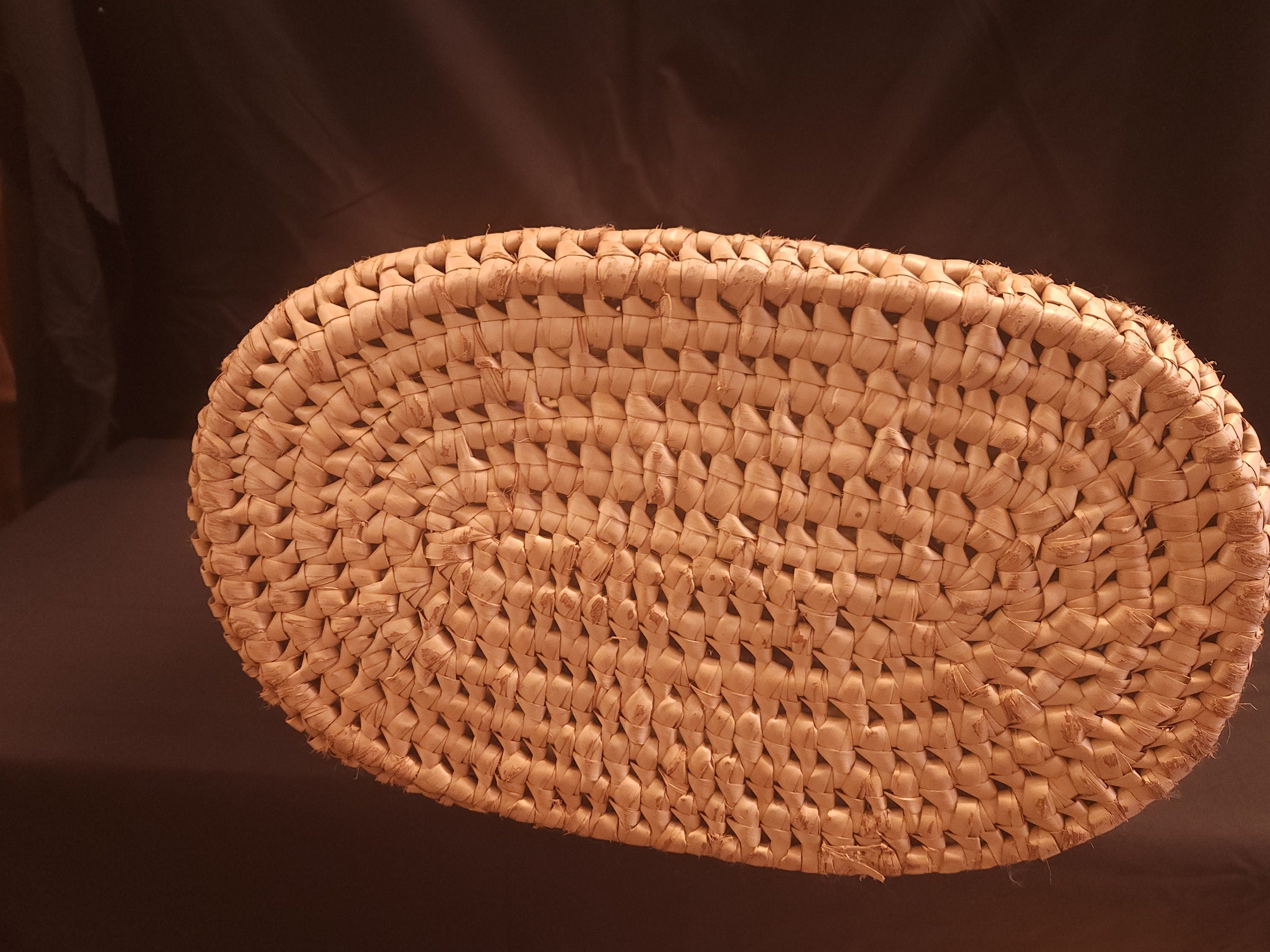 Vintage Large Woven Grass Lidded Basket