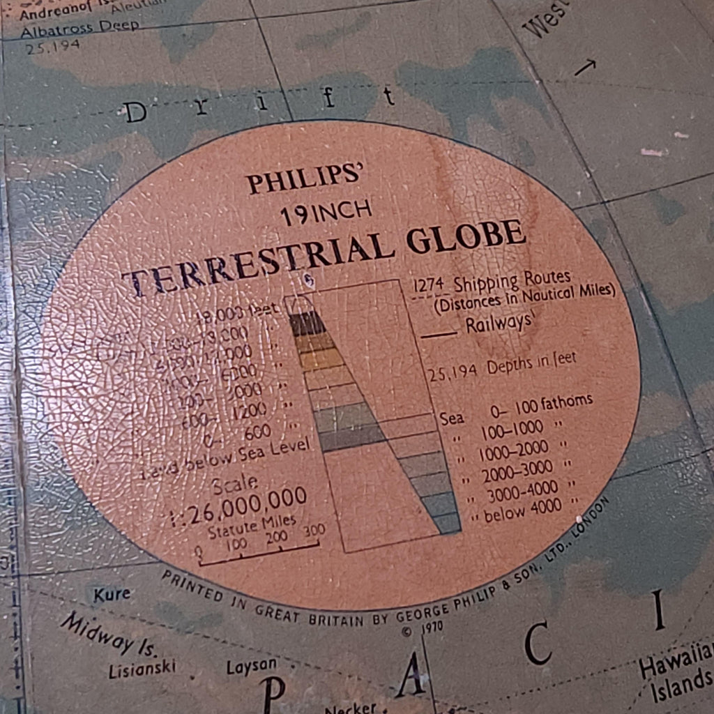 Mid 20thC Phillips 19 inch Terrestrial Globe
