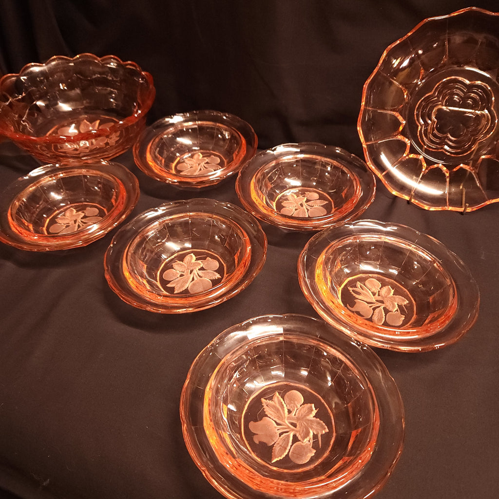 Pink Glass Dessert Dishes - Vintage - Circa 1950's