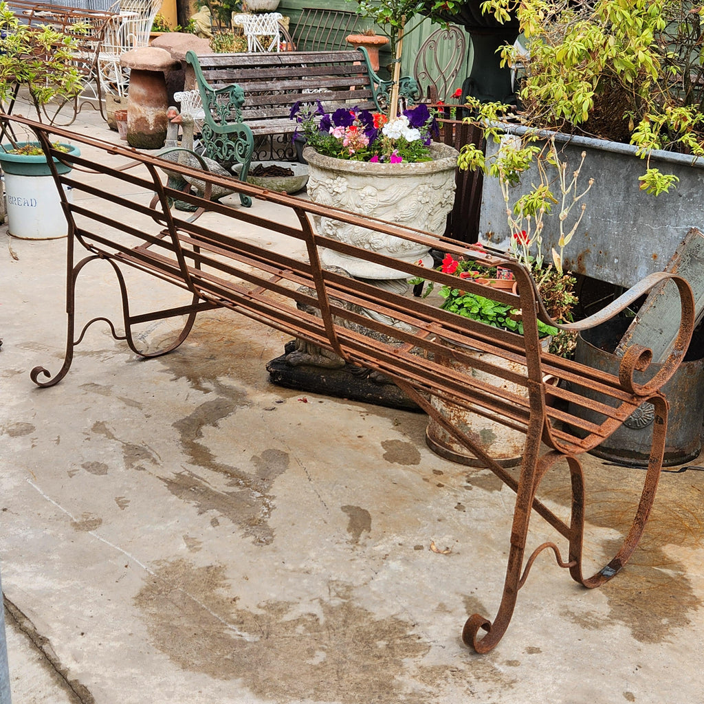 19thC Slatwork Metal Garden Bench
