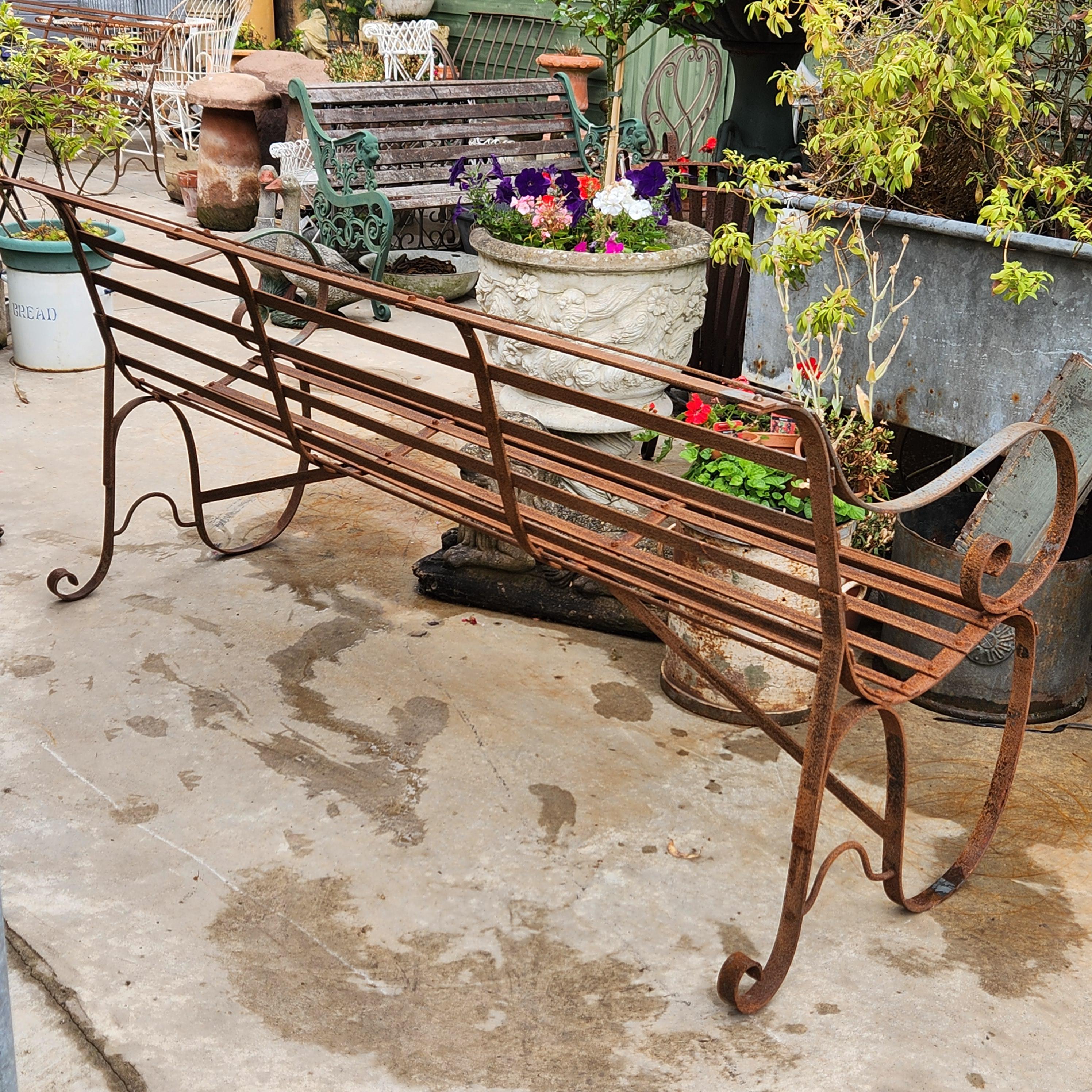 19thC Slatwork Metal Garden Bench