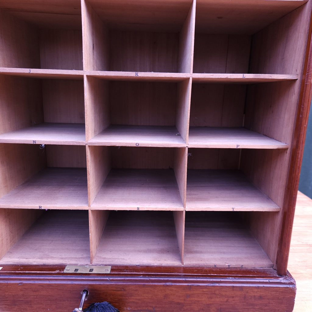Vintage Tambour Cabinet with Pigeon Holes