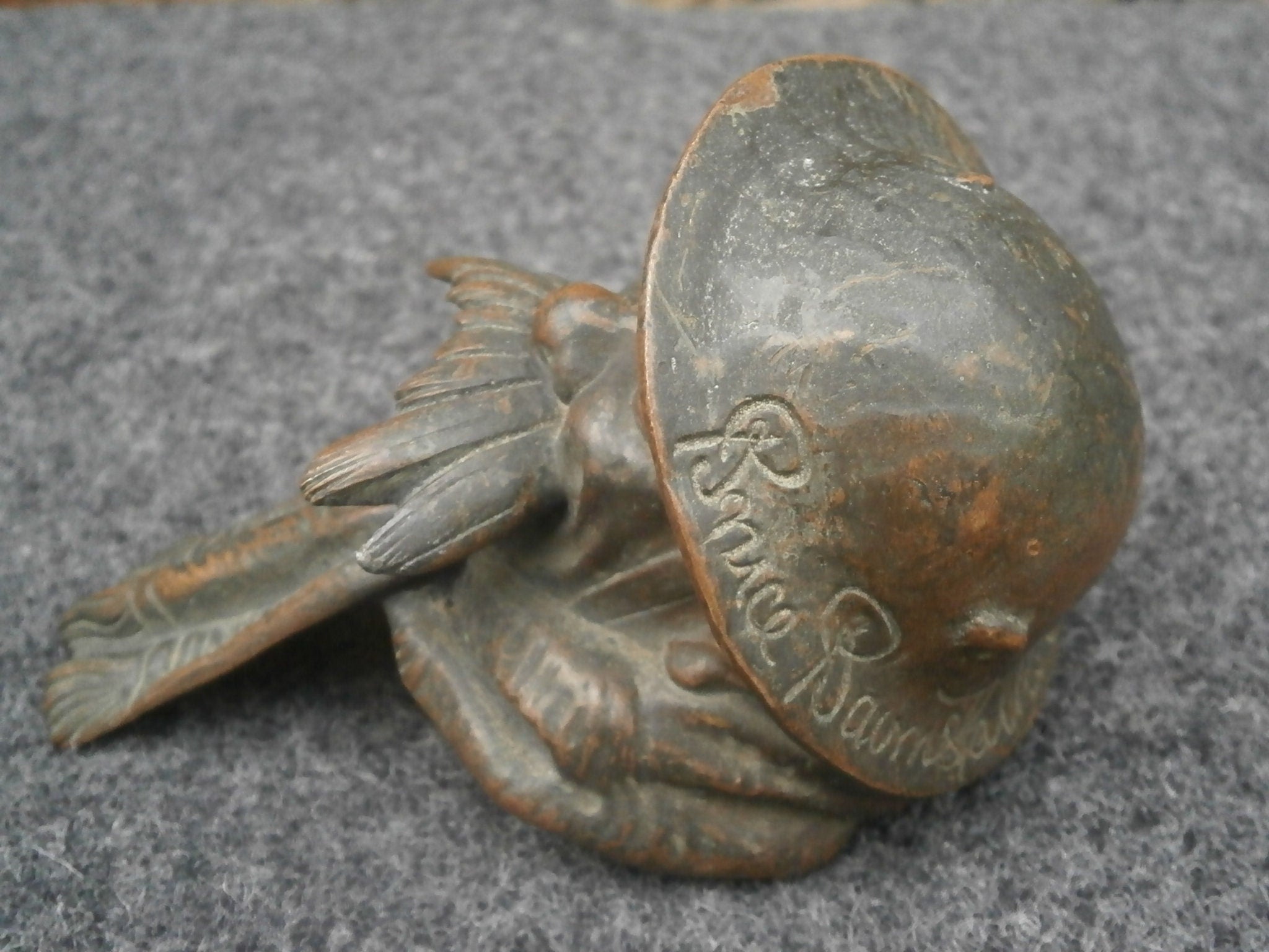 Antique Patinated Bronze Old Bill Car Mascot - Bruce Bairnsfather