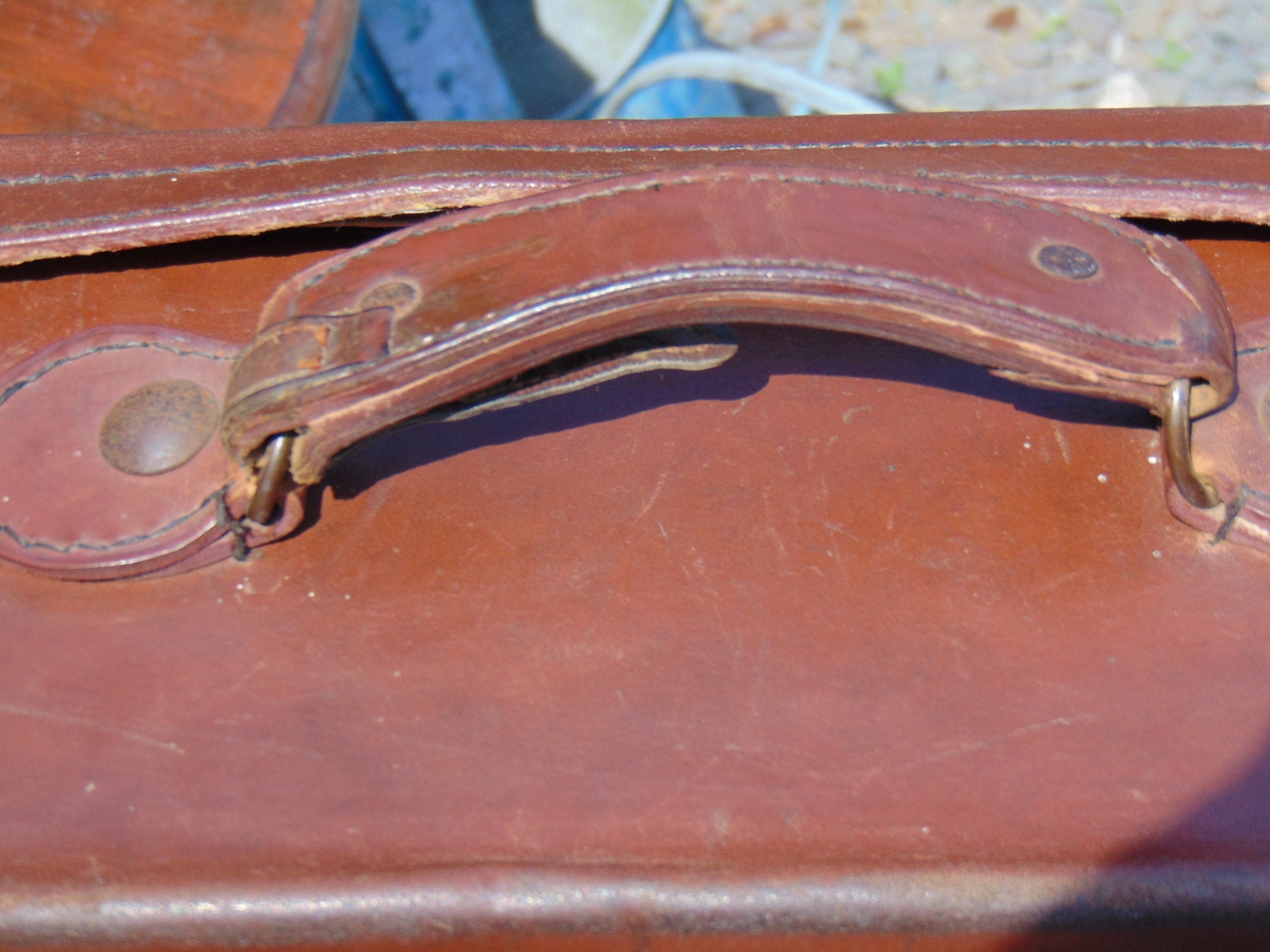 Vintage Tan Leather Suitcase