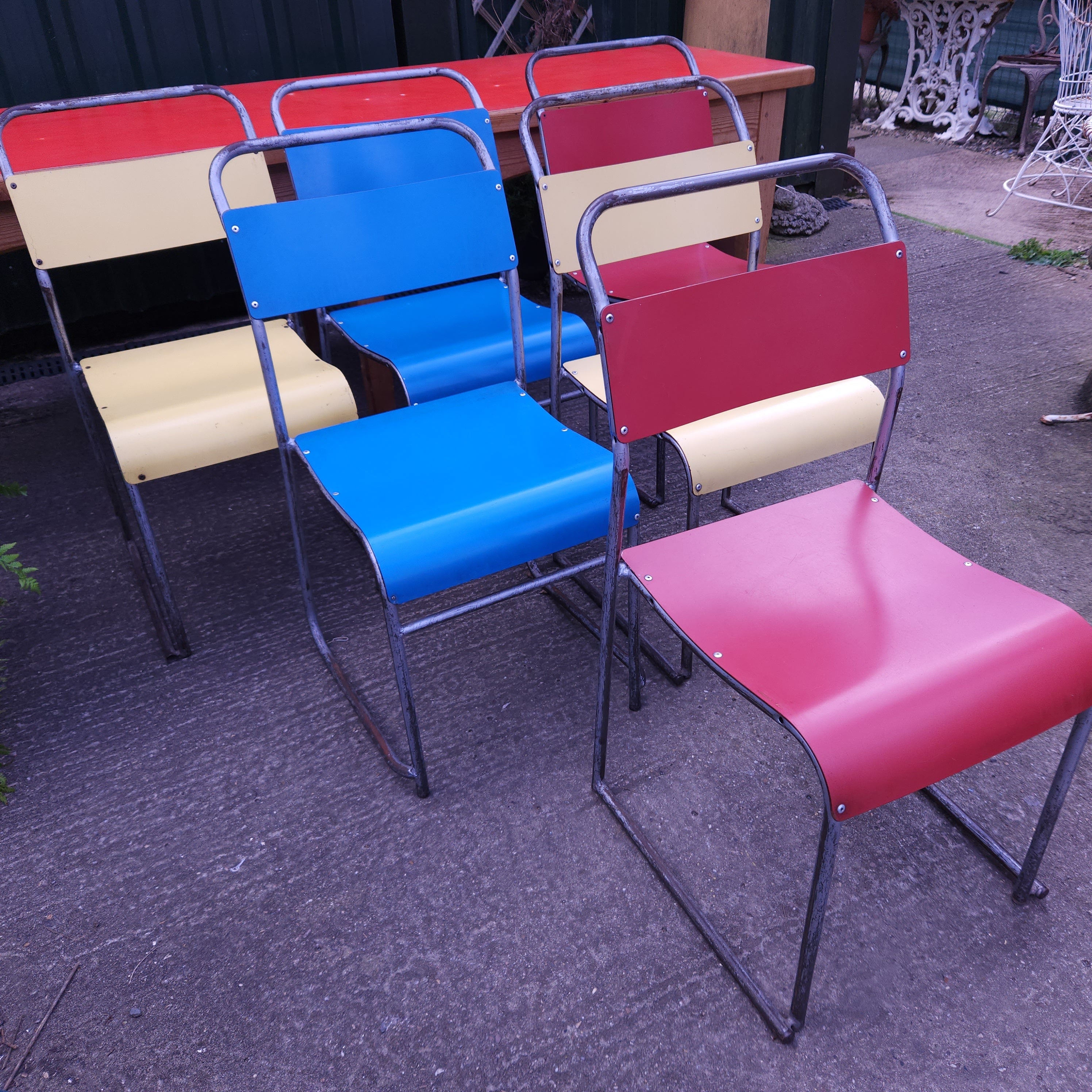 Set of 6 Mid-Century Stacking Chairs