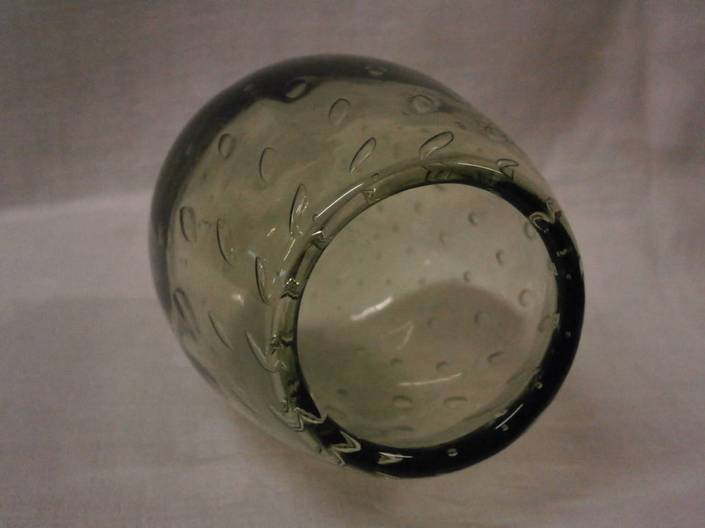 Whitefriars Controlled Bubble Vase in Ocean Green - Vintage - Retro