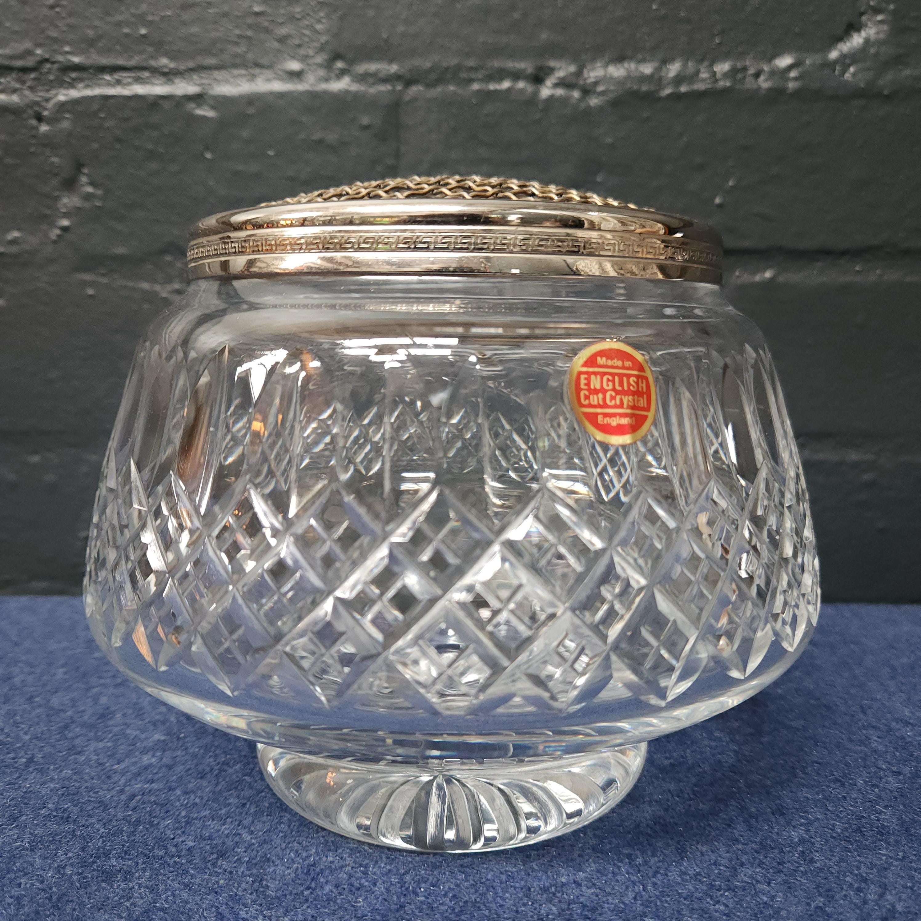 English Hand Cut Lead Crystal Rose Bowl