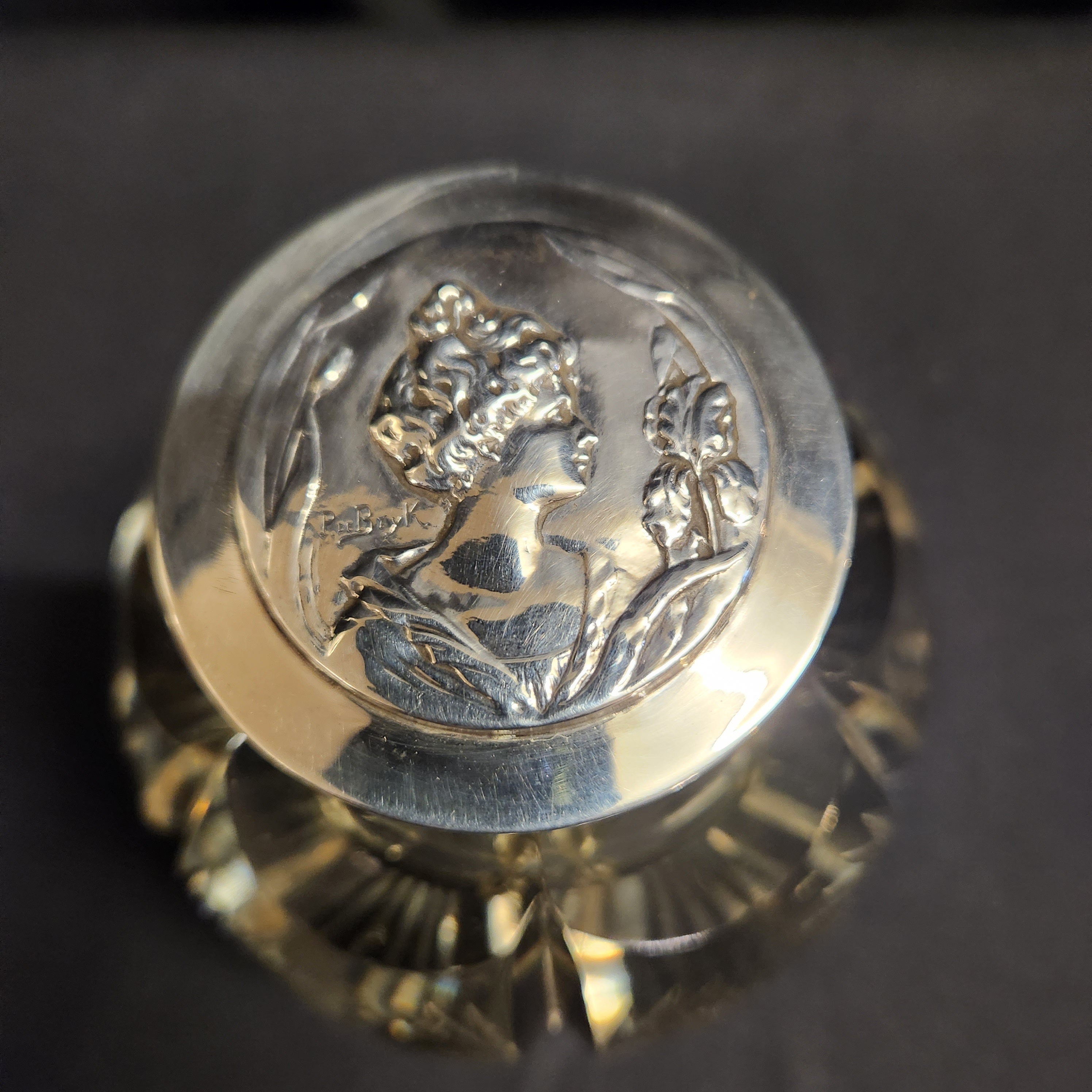 Thomas Webb & Sons, Large Heavy Cut Glass and Hallmarked Silver Inkwell