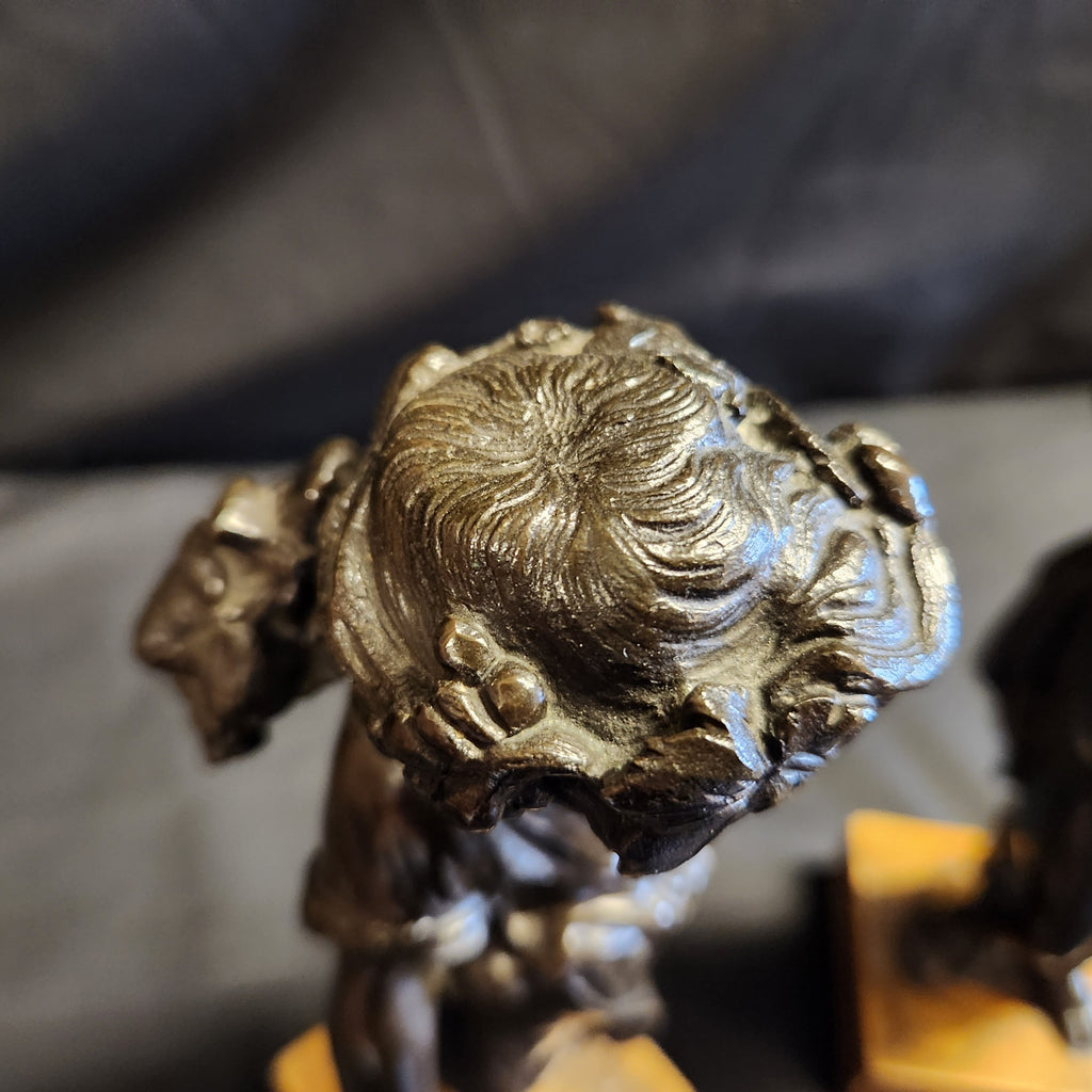 Pair Bronze Harvest Putti after Claude Michel