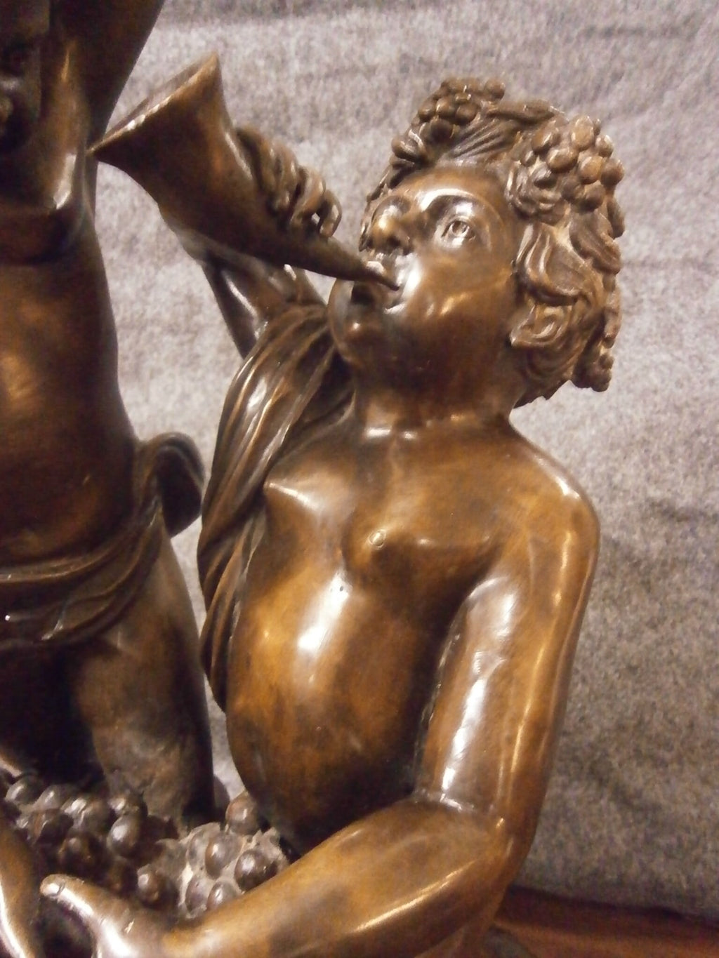 Large 63cm French Bronze Bacchus Group Of Cherubs Playing