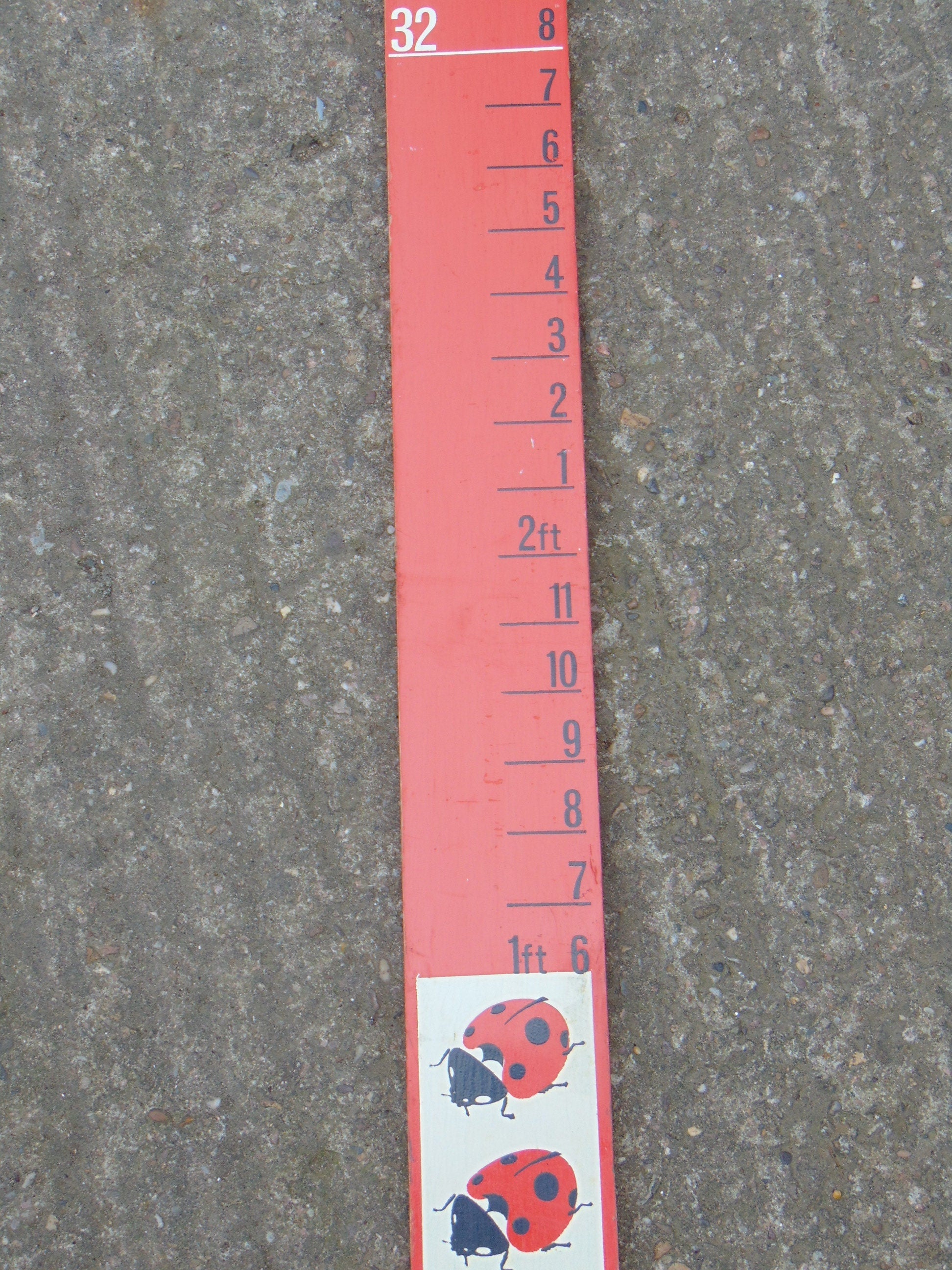 Vintage Ladybird Wooden Height Measure - 72 Inch Children's Clothing Display