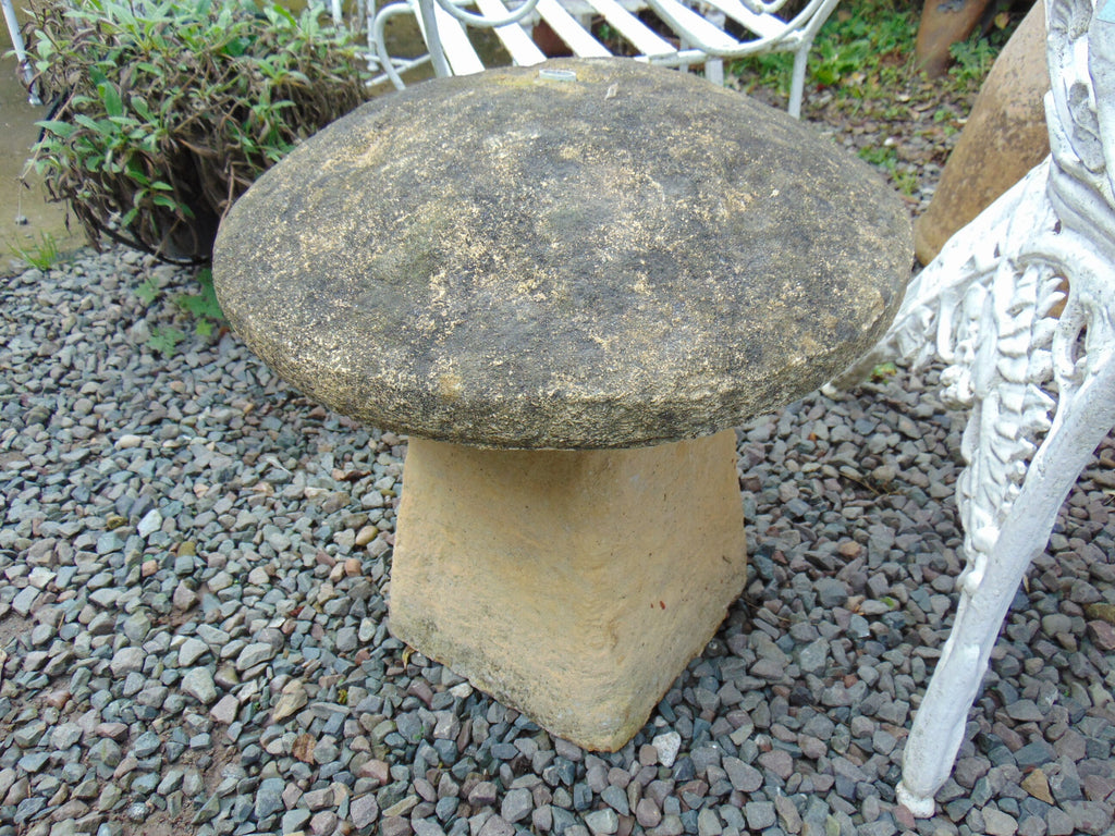 Weathered Reconstituted Stone, Staddle Stone, Mushroom Water Feature Fountain