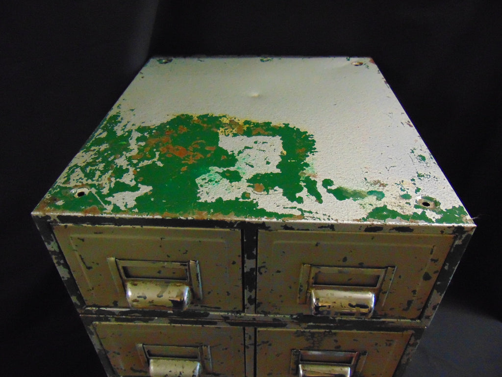 Vintage Industrial Bank of 8 Metal Card Index Drawers