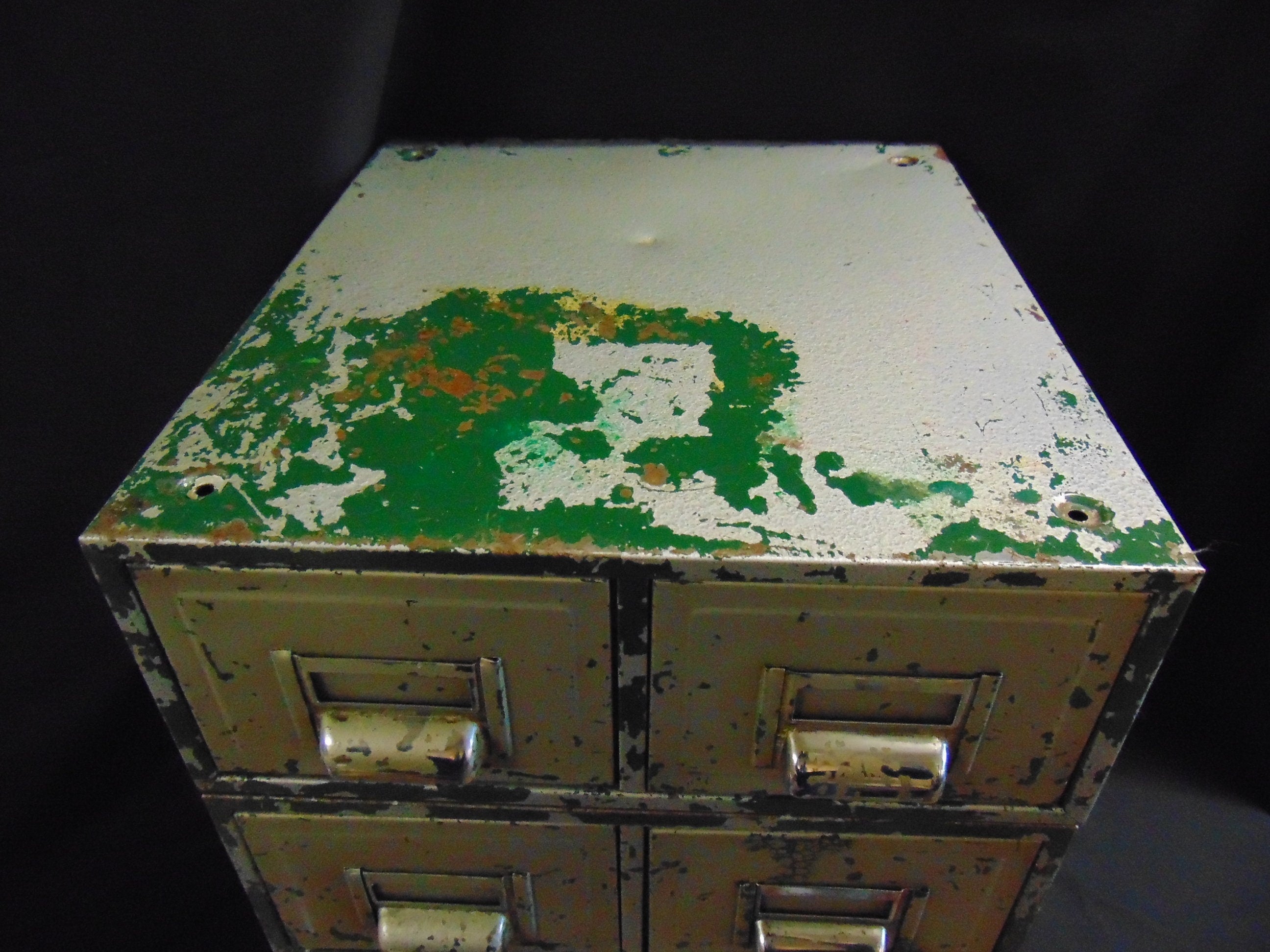 Vintage Industrial Bank of 8 Metal Card Index Drawers