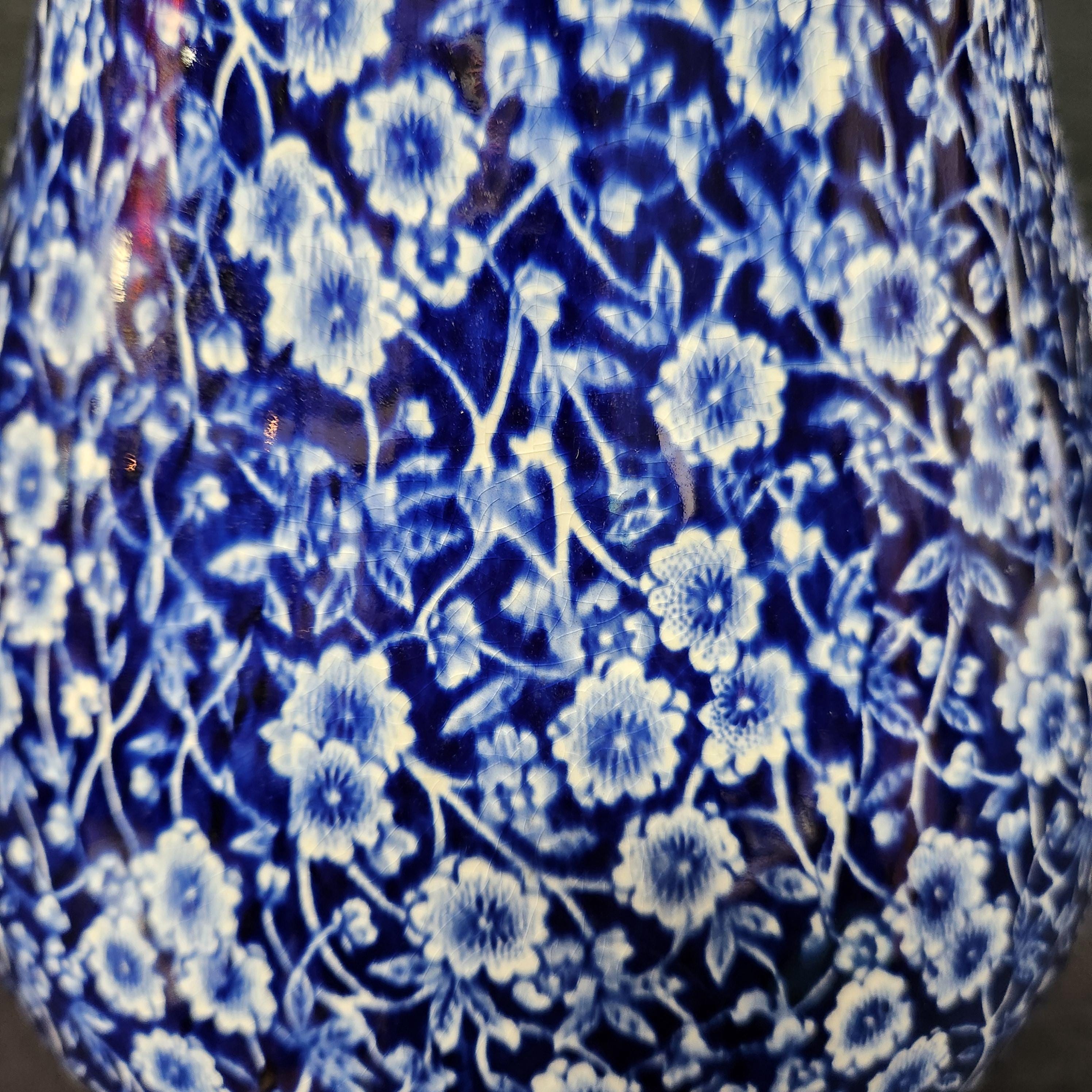 Large Calico Blue Pitcher - Burleigh Ware by Burgess & Leigh