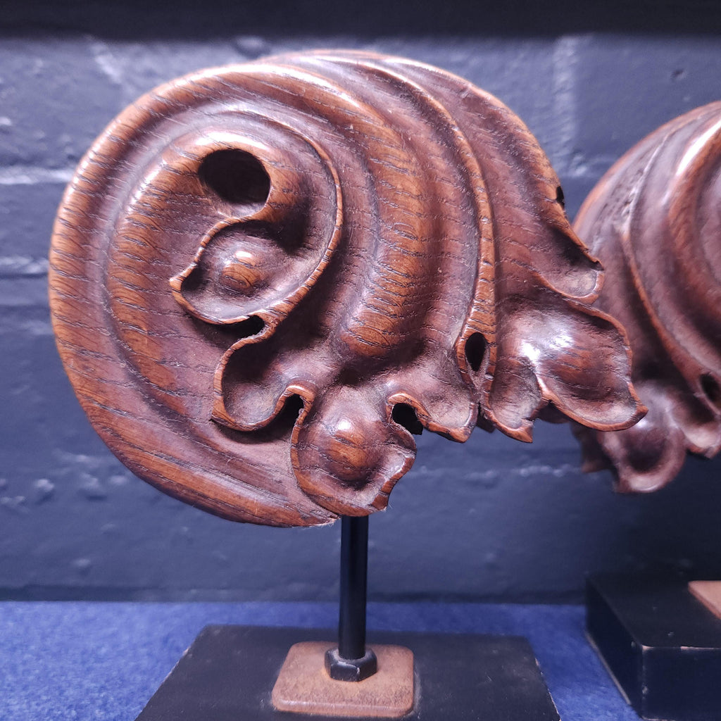 Pair of Mounted Antique Mahogany Architectural Pieces