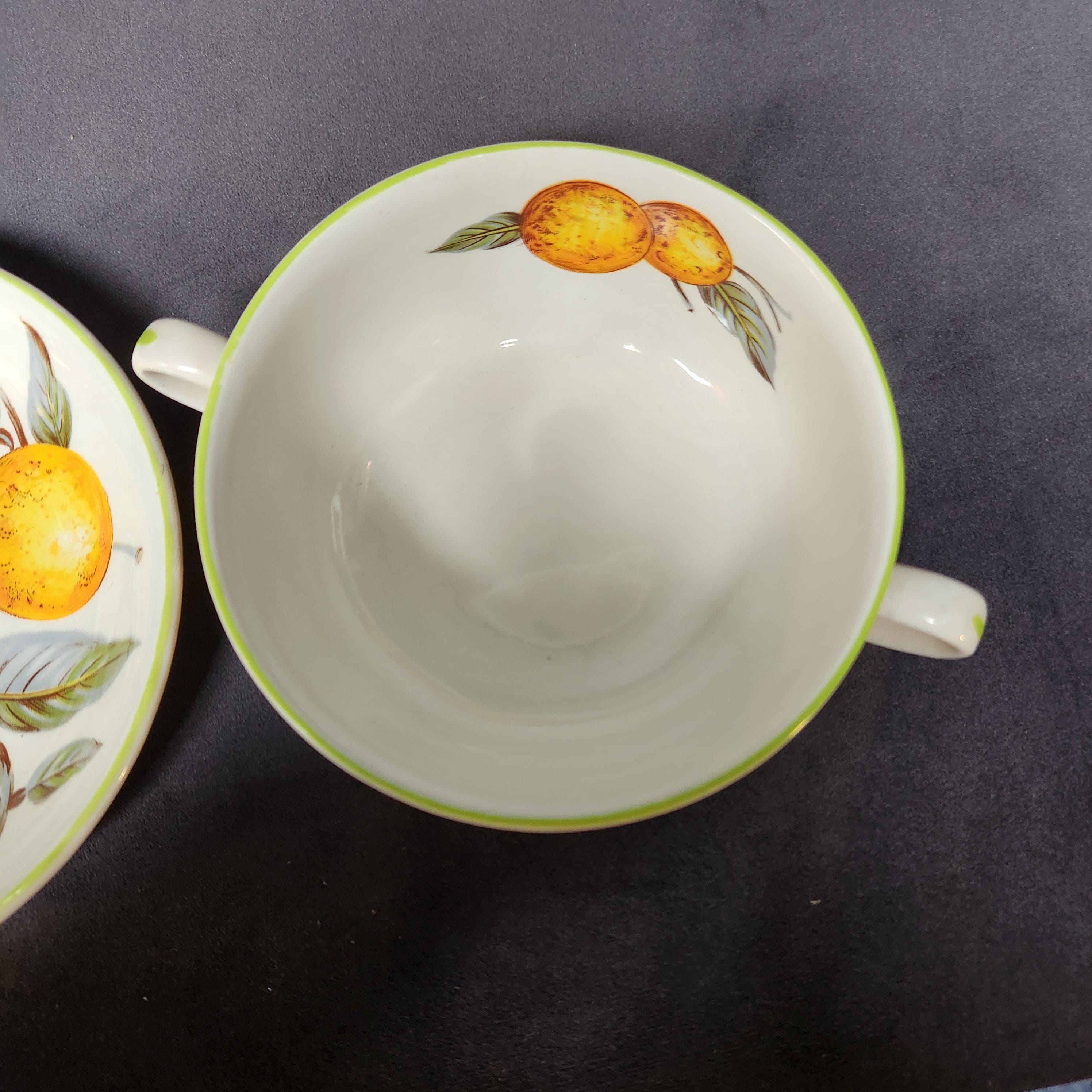 Wood and Sons, Orange Grove Soup Coupes and Saucers