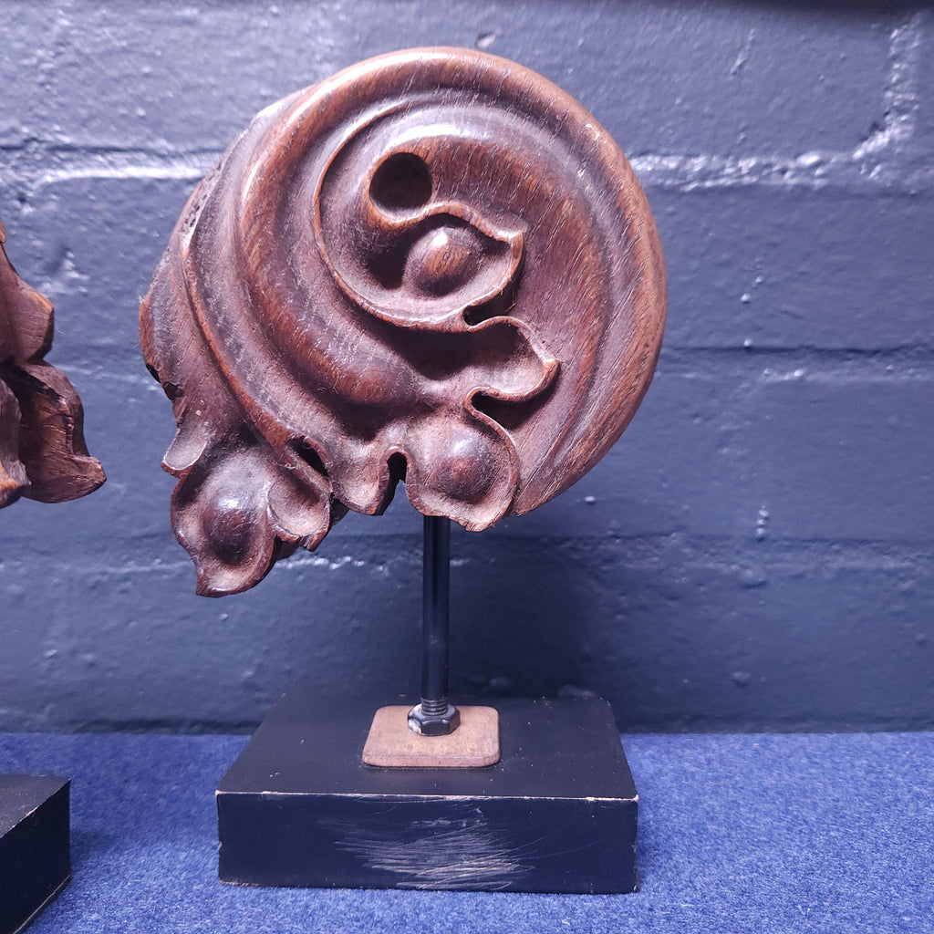Pair of Mounted Antique Mahogany Architectural Pieces