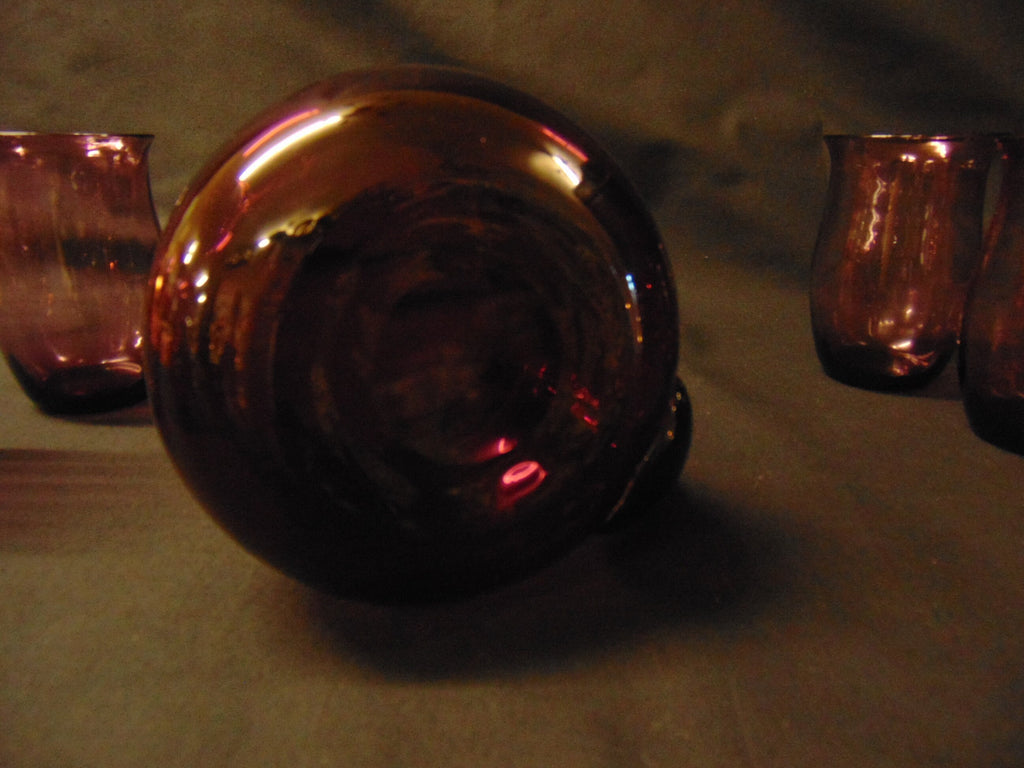 Aubergine Glass Lemonade Set, Jug/Pitcher and 6 Glasses