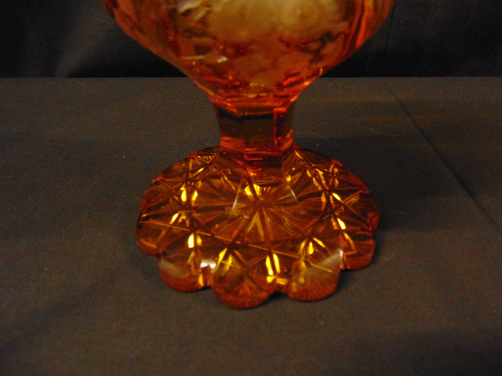 Late 19th Century Bohemian Overlaid Amber Cut Glass Vase