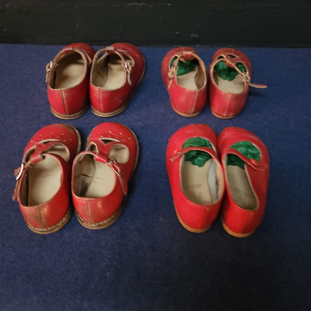 Vintage Childrens Red Leather Shoes, Start-Rite and Clarks