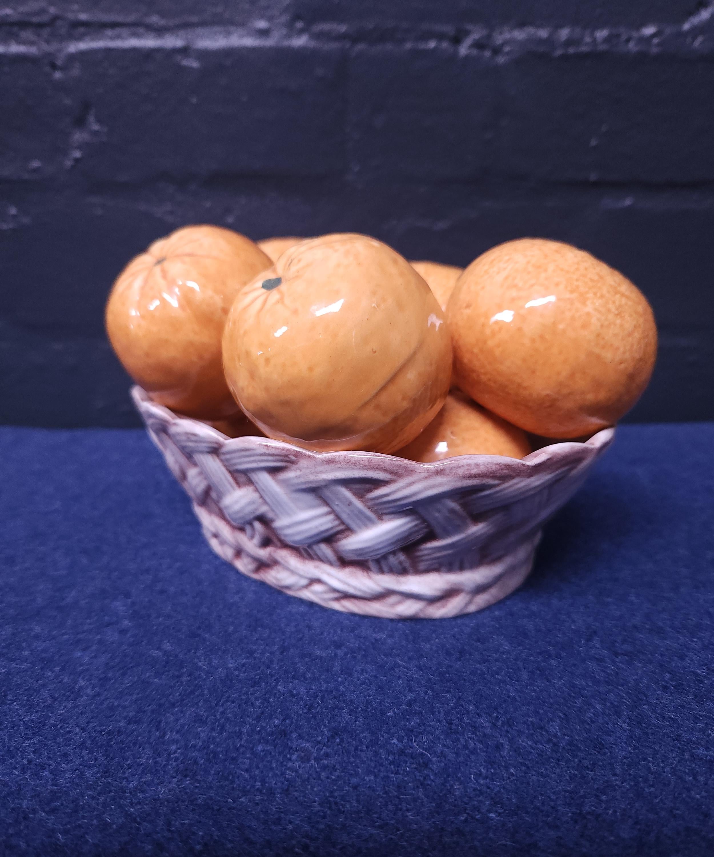 Italian Ceramic Oranges in a Basket