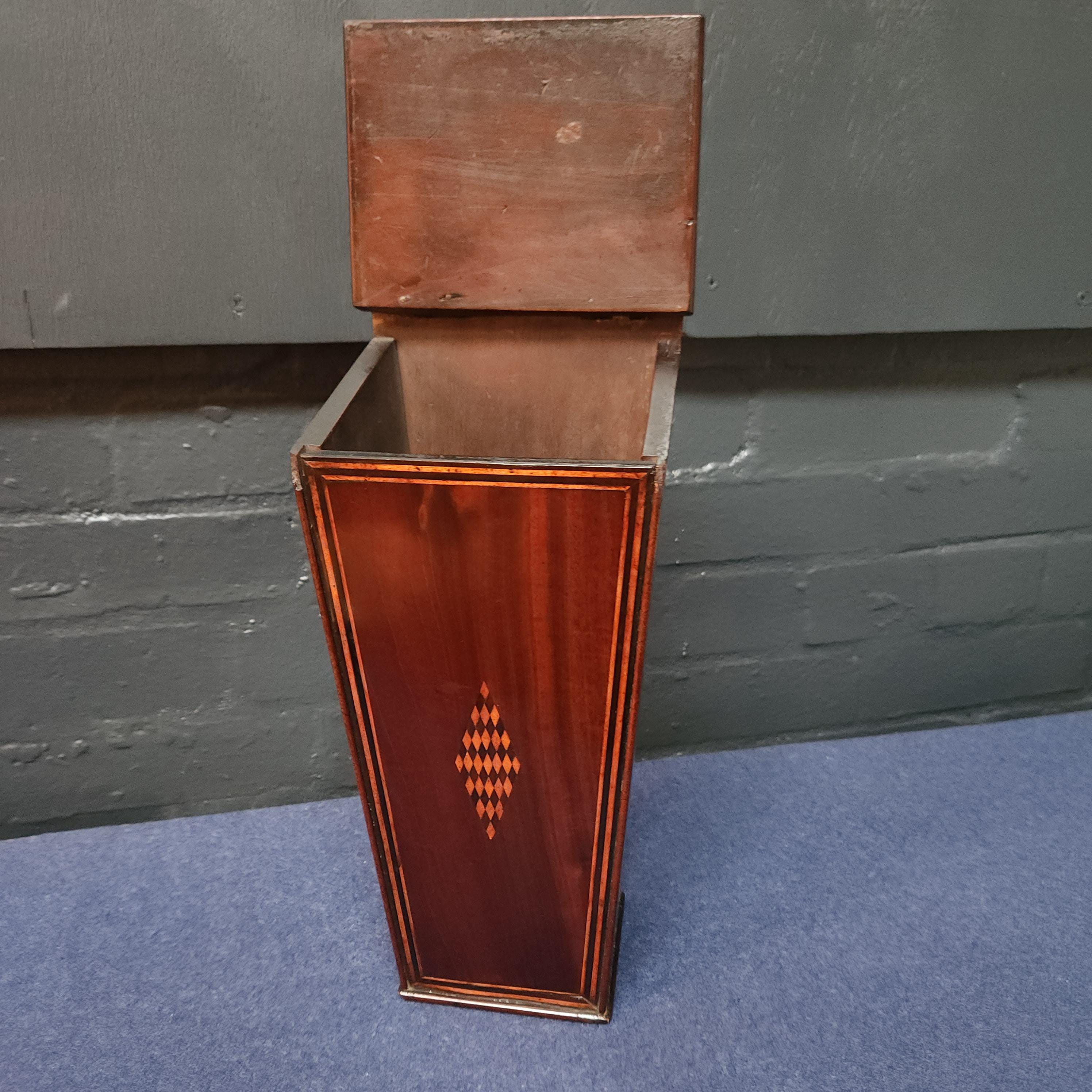 Inlaid Mahogany Georgian Candle Box. Circa Late 18thC