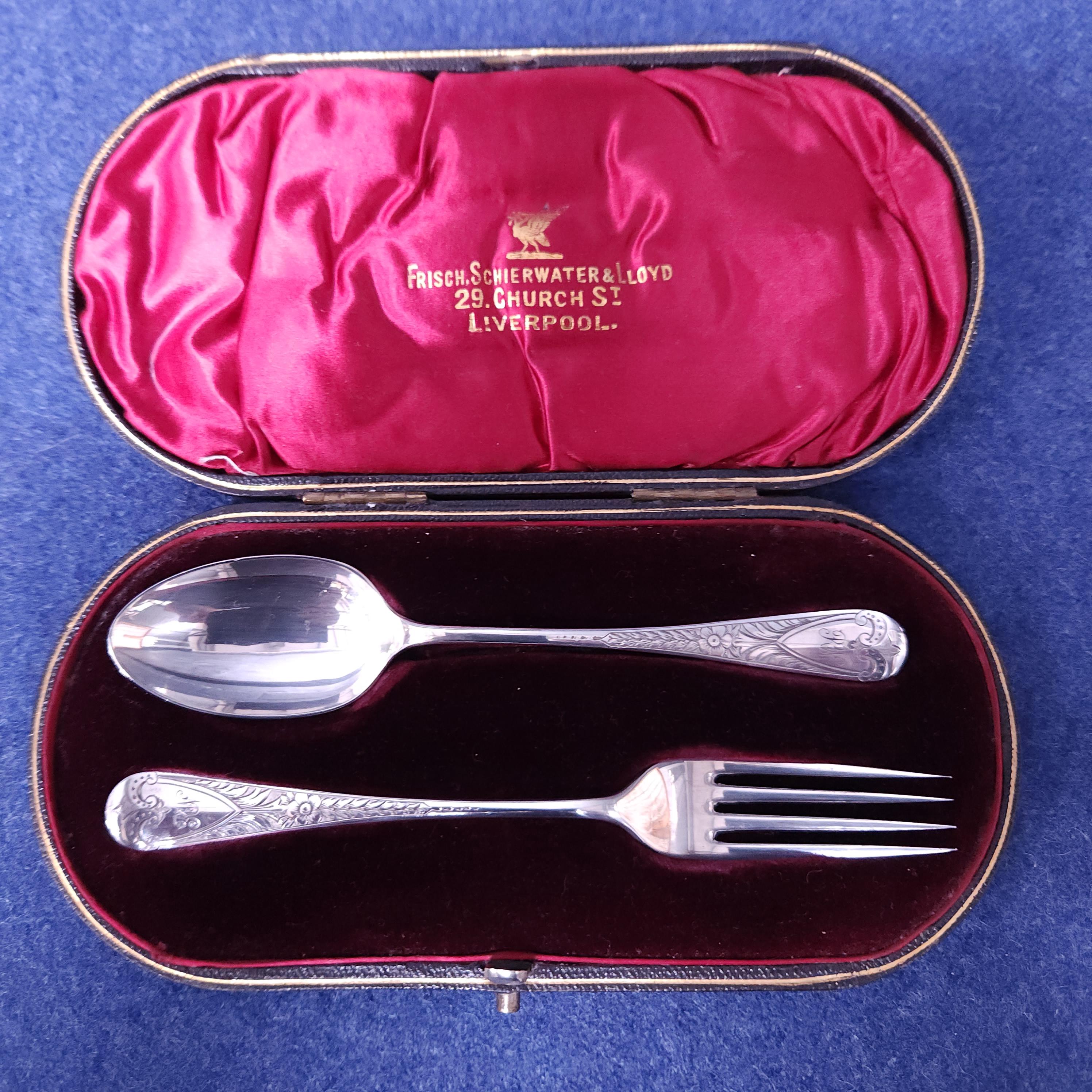 Hallmarked Silver Christening Set, 1895, John Round & Son Ltd