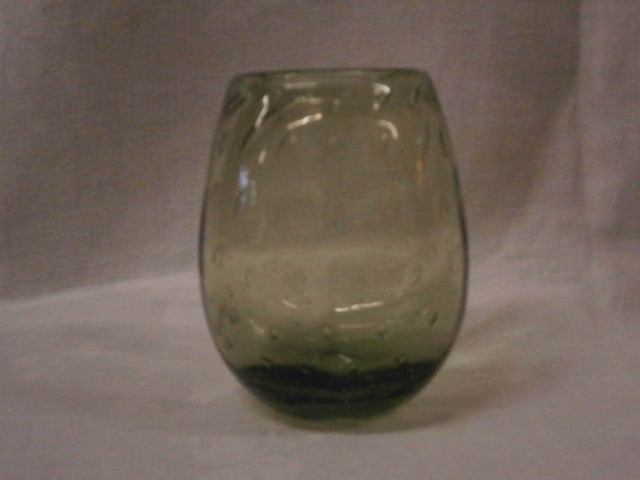 Whitefriars Controlled Bubble Vase in Ocean Green - Vintage - Retro