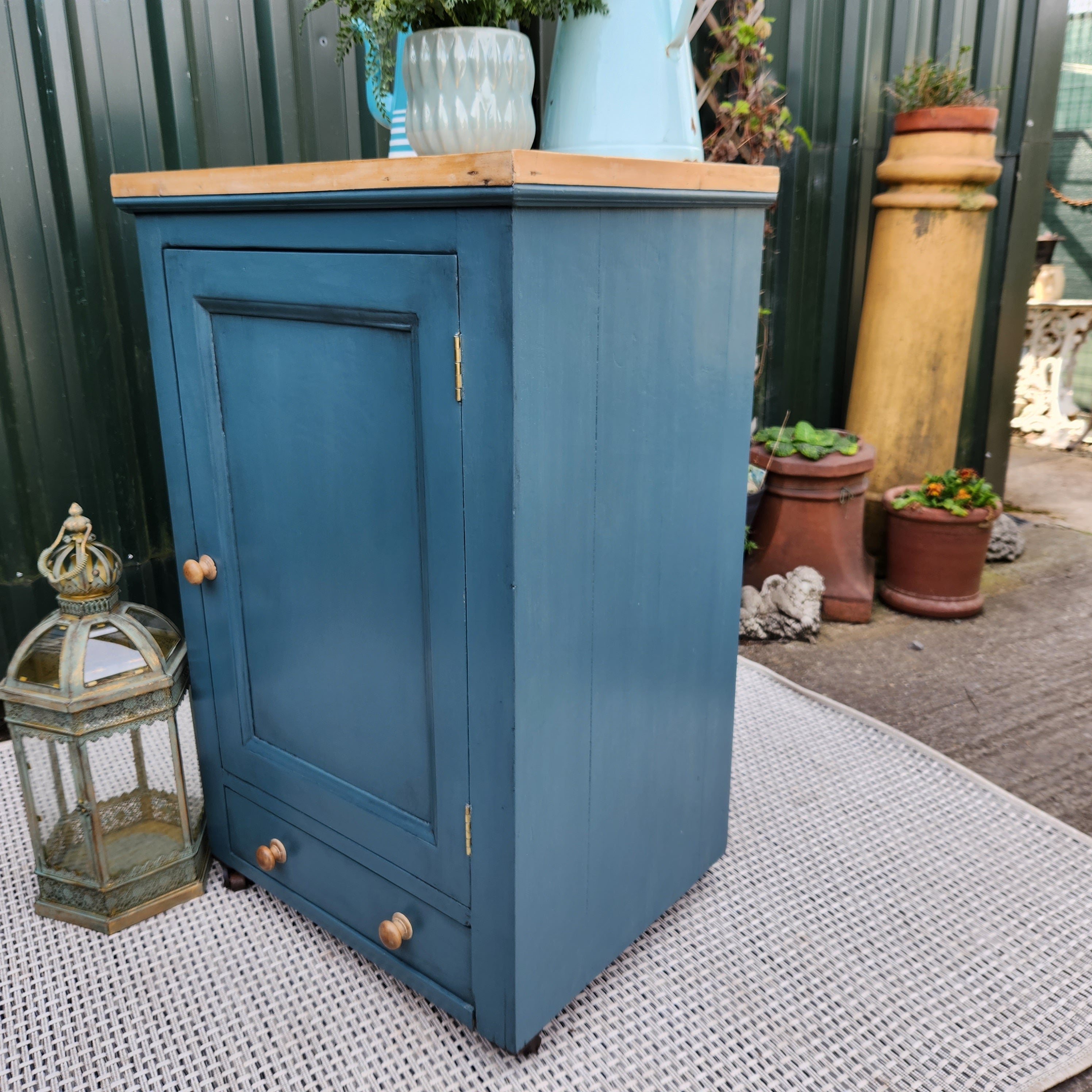 Victorian Larder Cupboard, Upcycled with Farrow & Ball Inchyra Blue