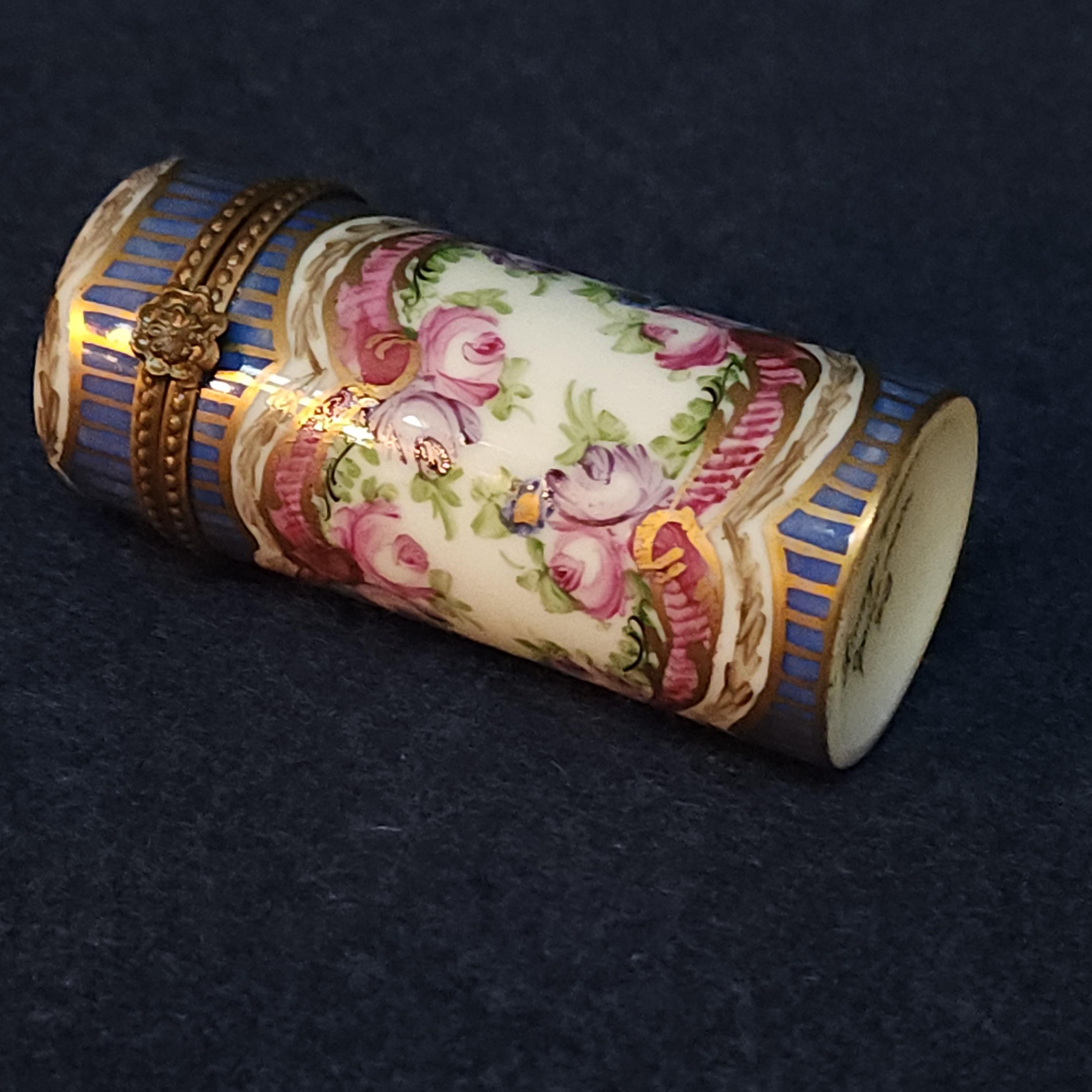 Limoge Hand Painted Small Trinket/Pill Box