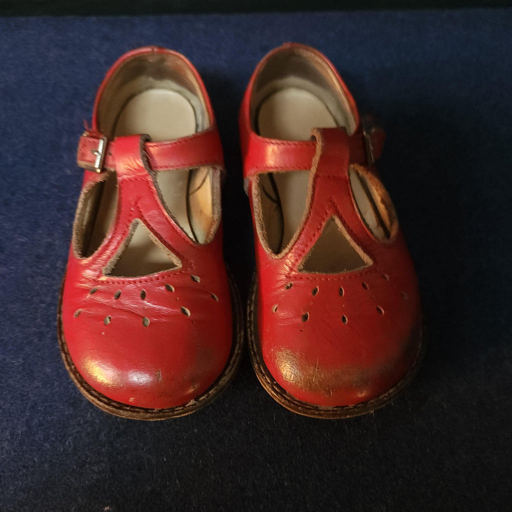 Vintage Childrens Red Leather Shoes, Start-Rite and Clarks