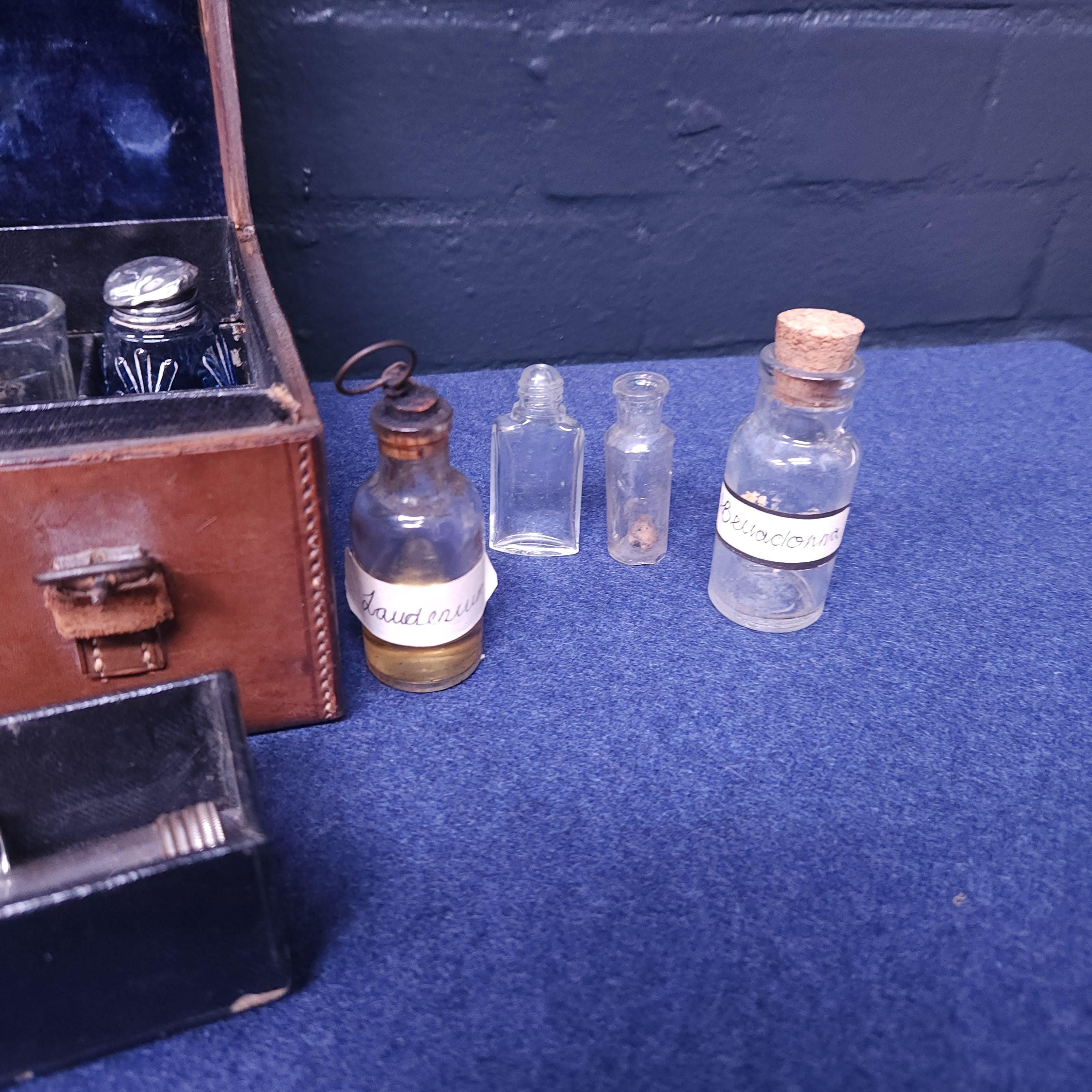 Victorian Apothecary Leather Case & Contenets