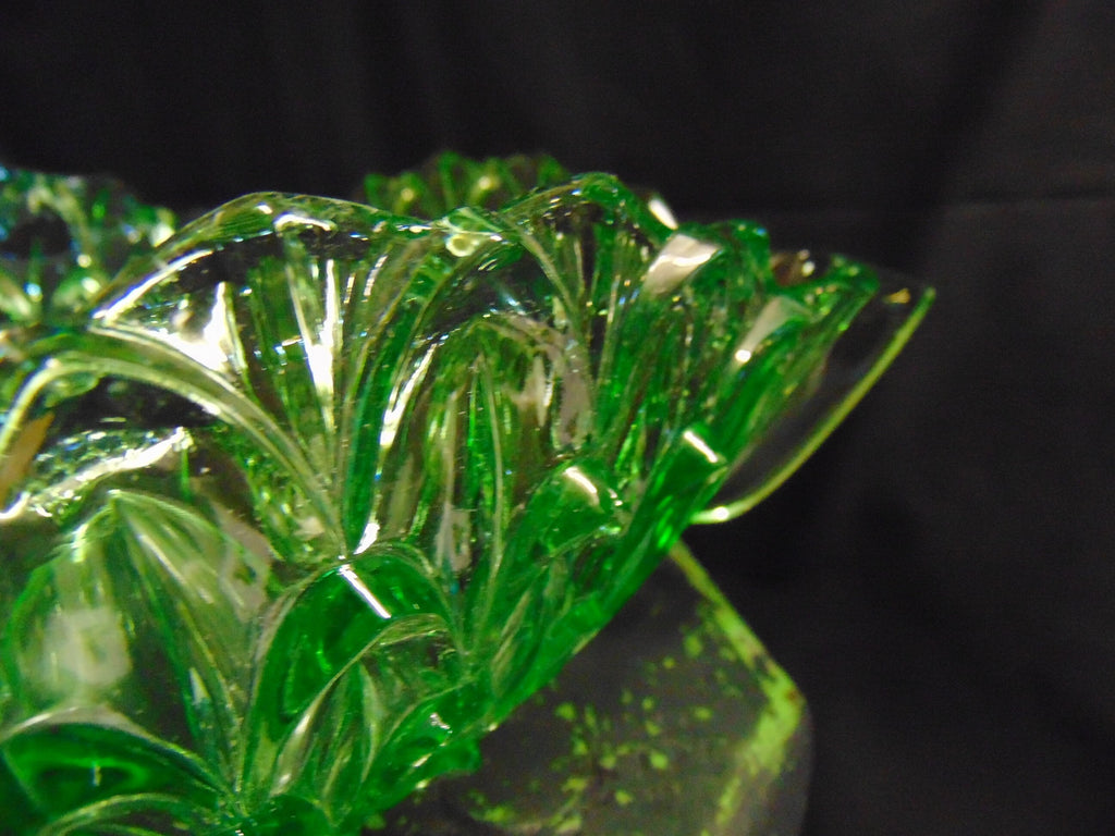 Art Deco Czechoslovakian Uranium Glass Fruit Bowl