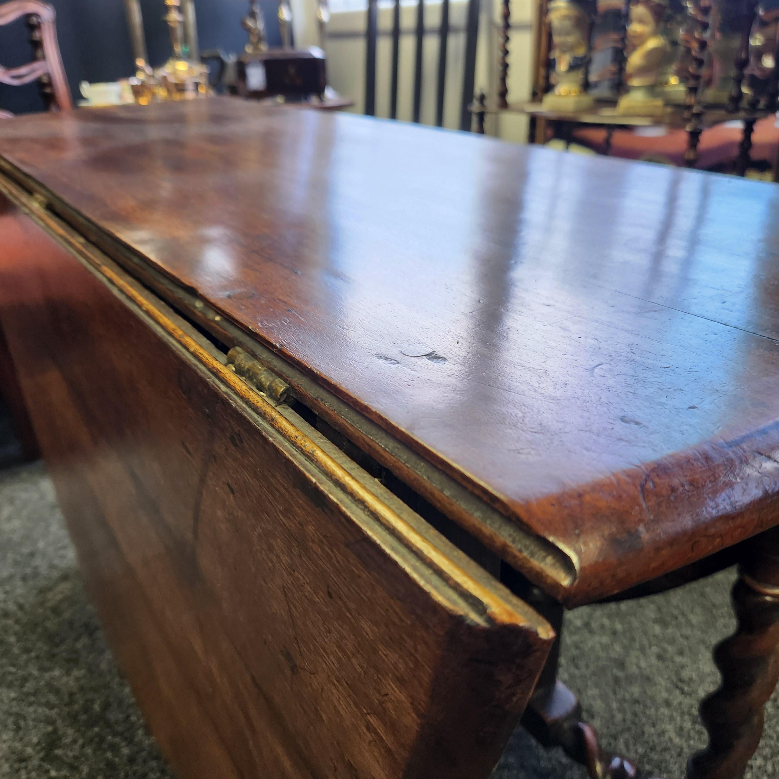 18th Century Elm Barley Twist Gate Leg Table