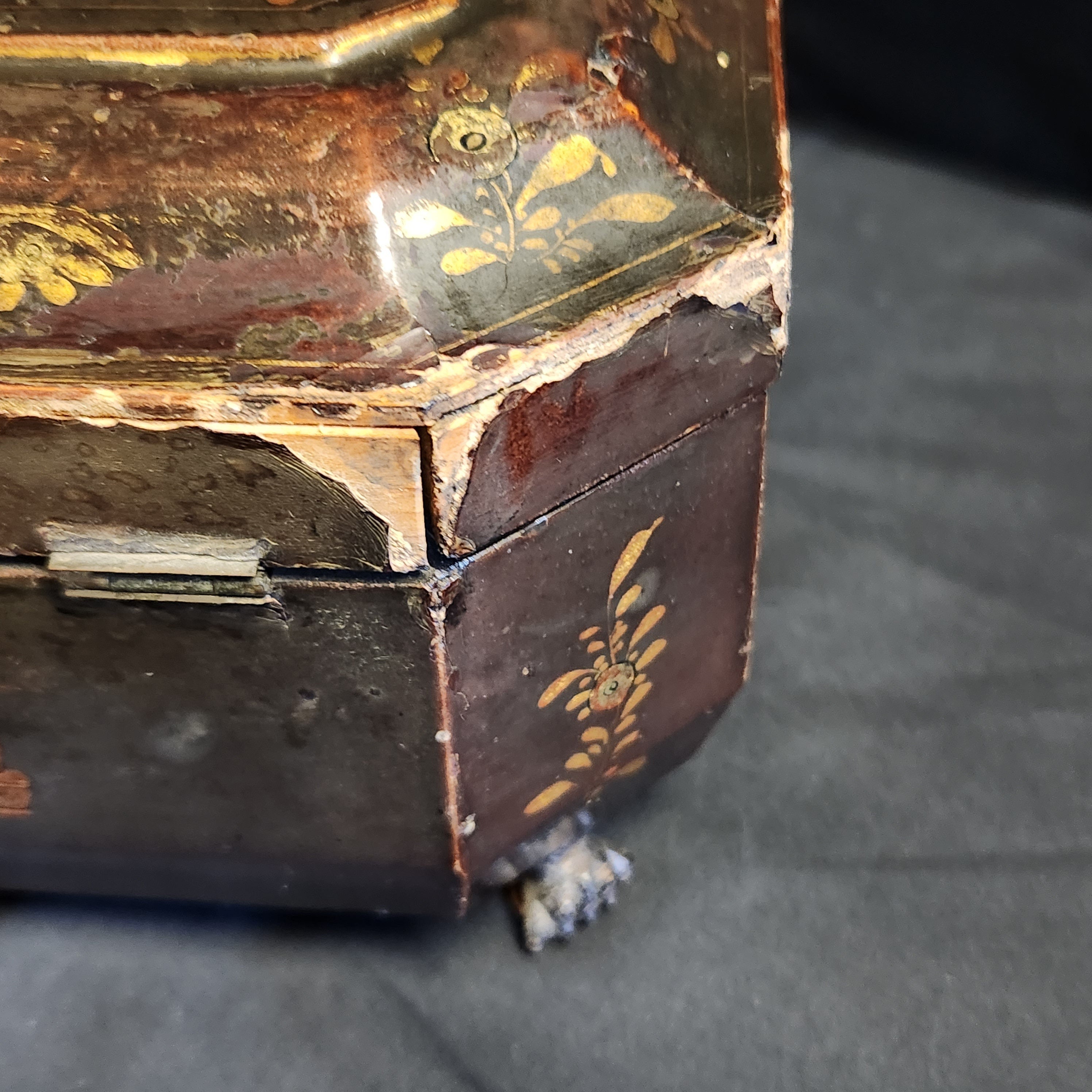 19thC Chinese Laquered Tea Caddy