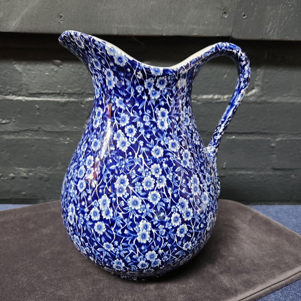 Large Calico Blue Pitcher - Burleigh Ware by Burgess & Leigh
