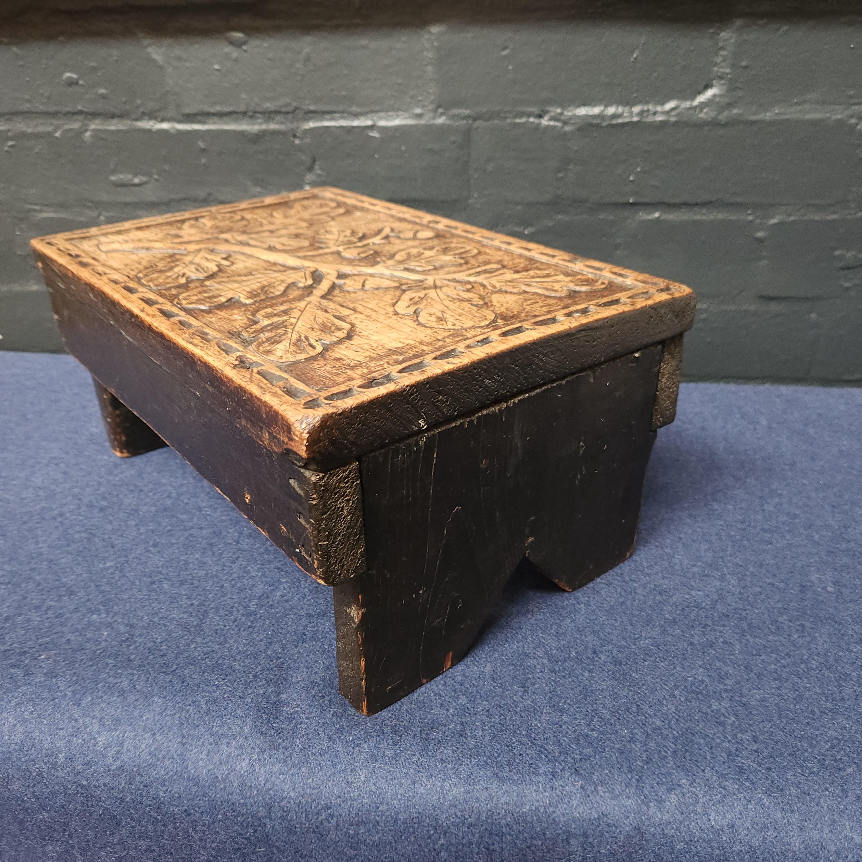 Rustic Carved Foot Stool
